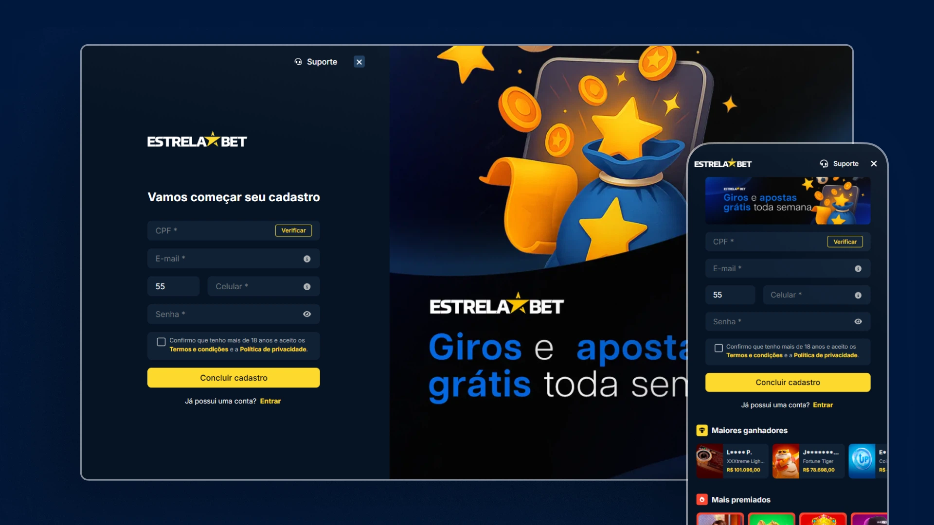 screenshot cadastro estrela bet