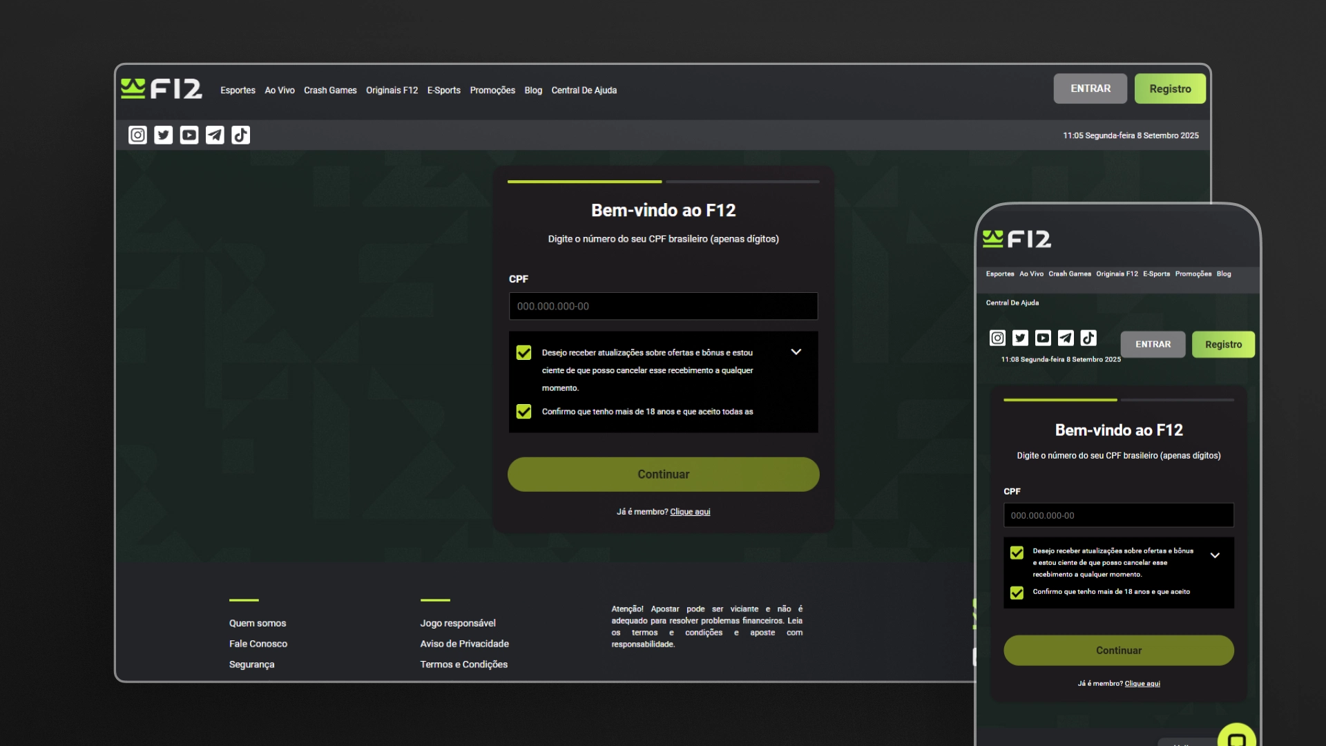 screenshot cadastro f12bet