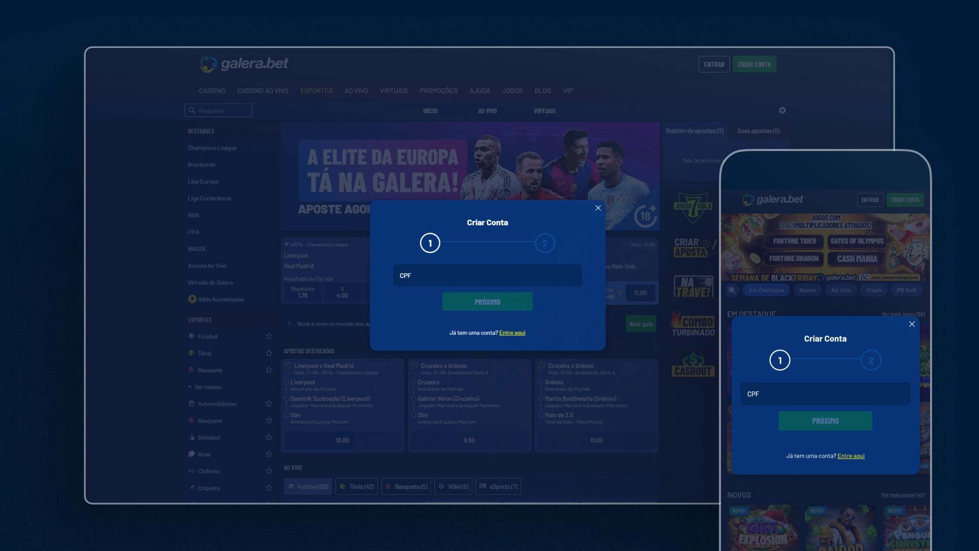 screenshot cadastro galerabet