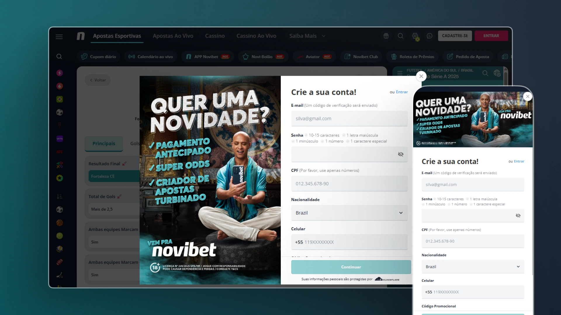 screenshot cadastro novibet