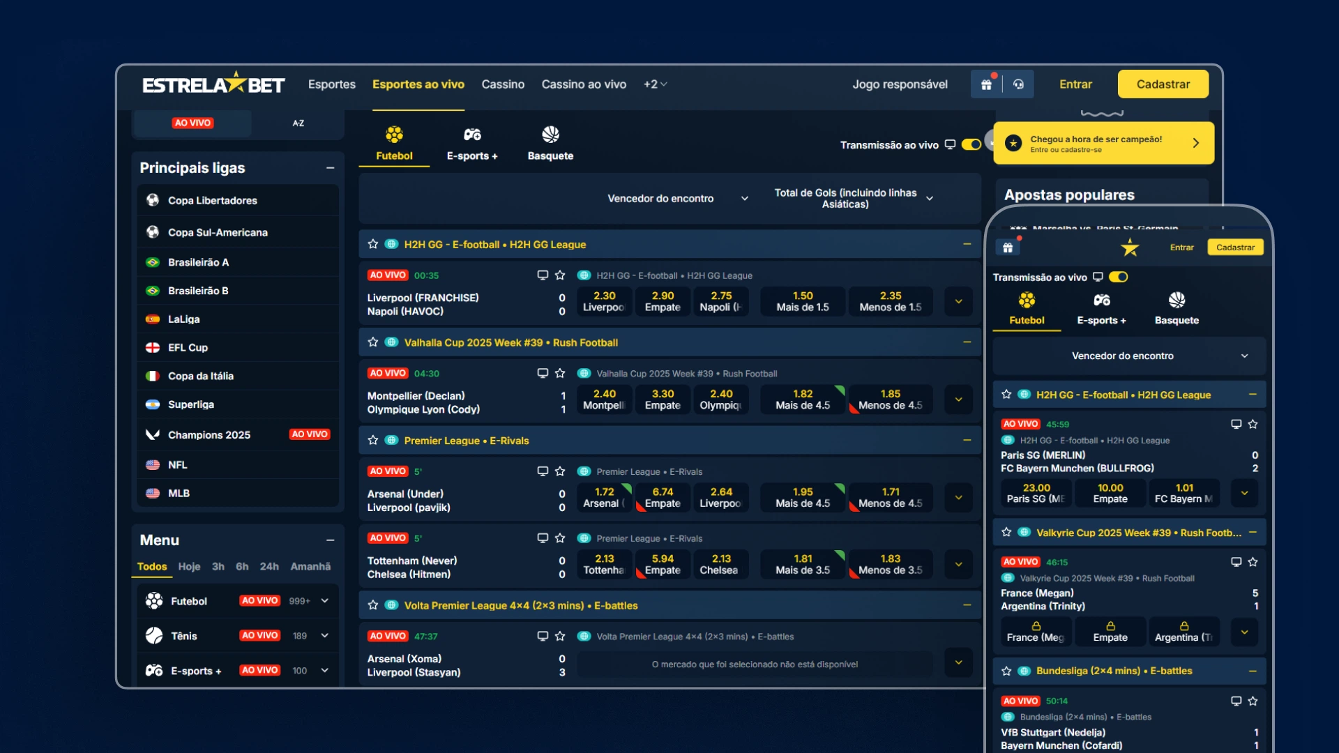 screenshot futebol ao vivo estrela bet