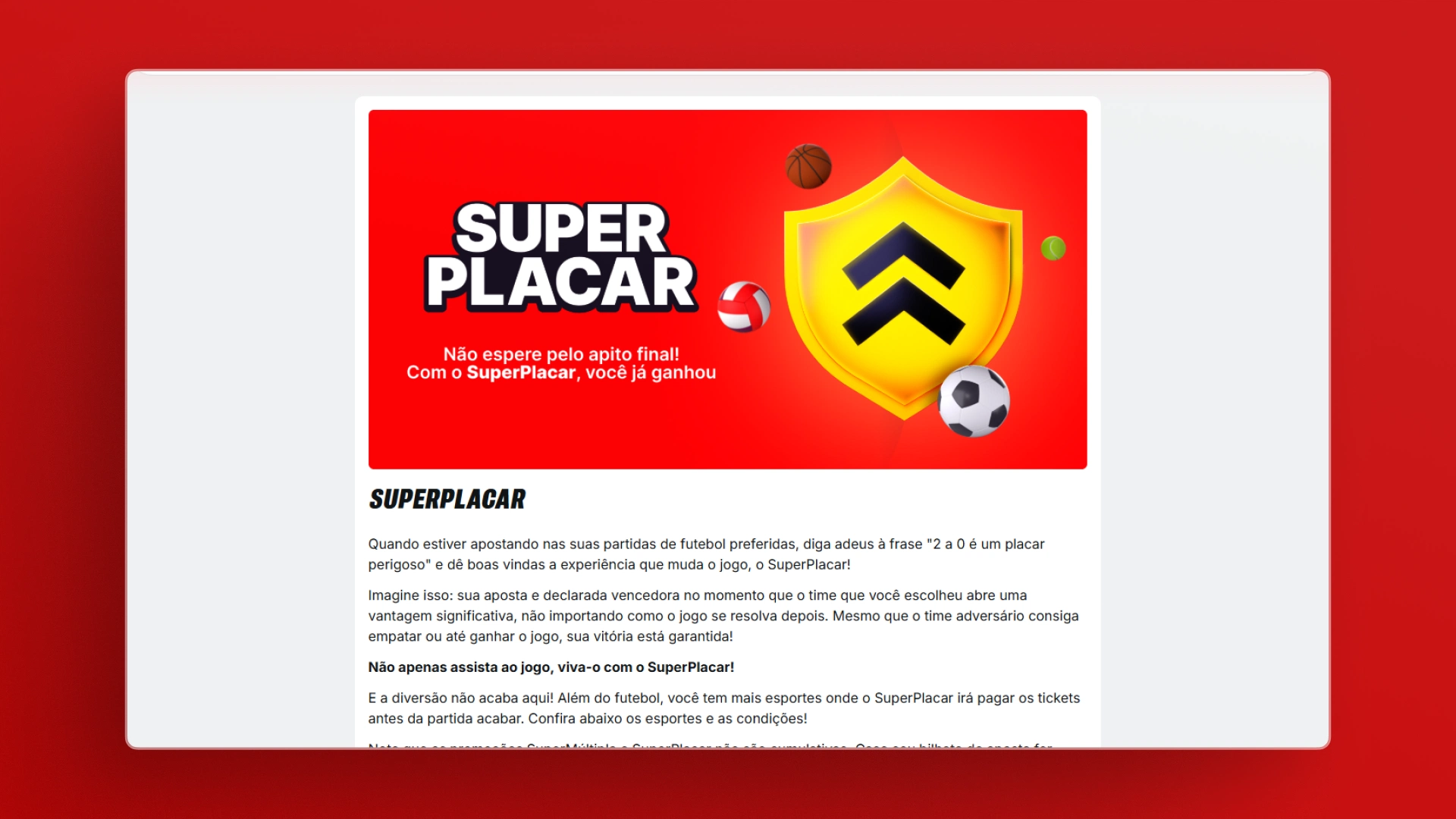 screenshot promoção 3 superbet