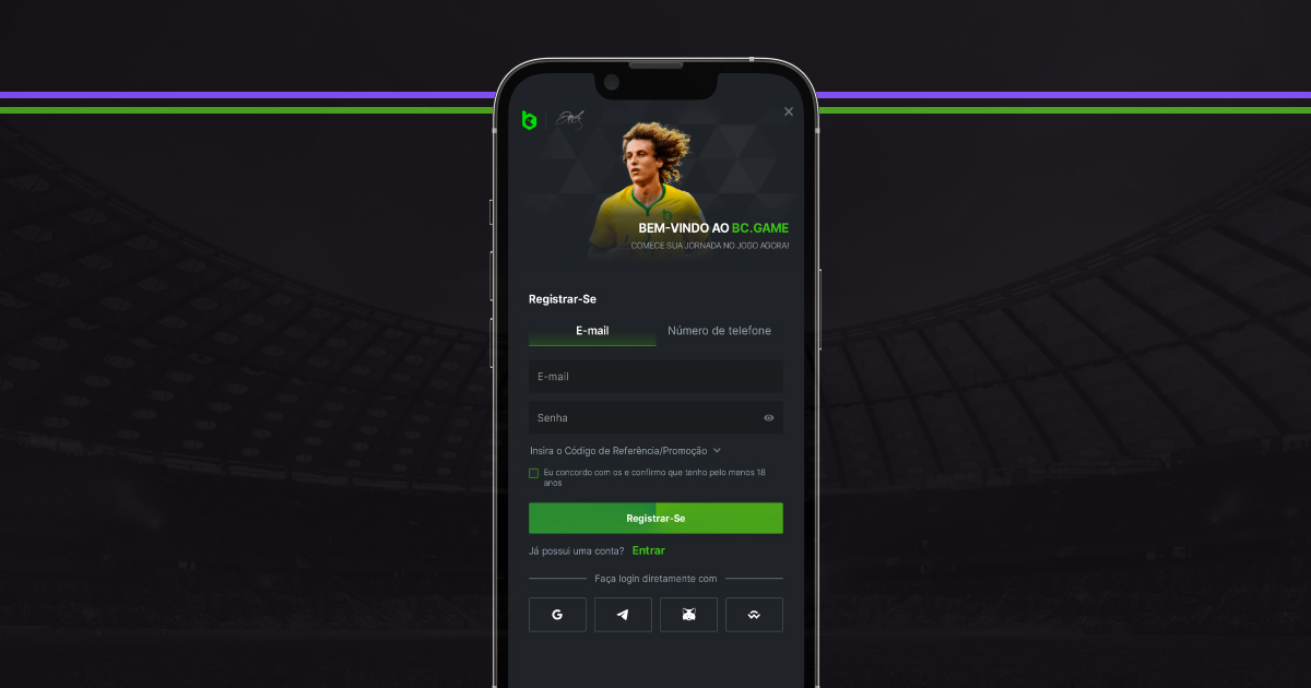 Imagem sequência de registro mobile bcgame