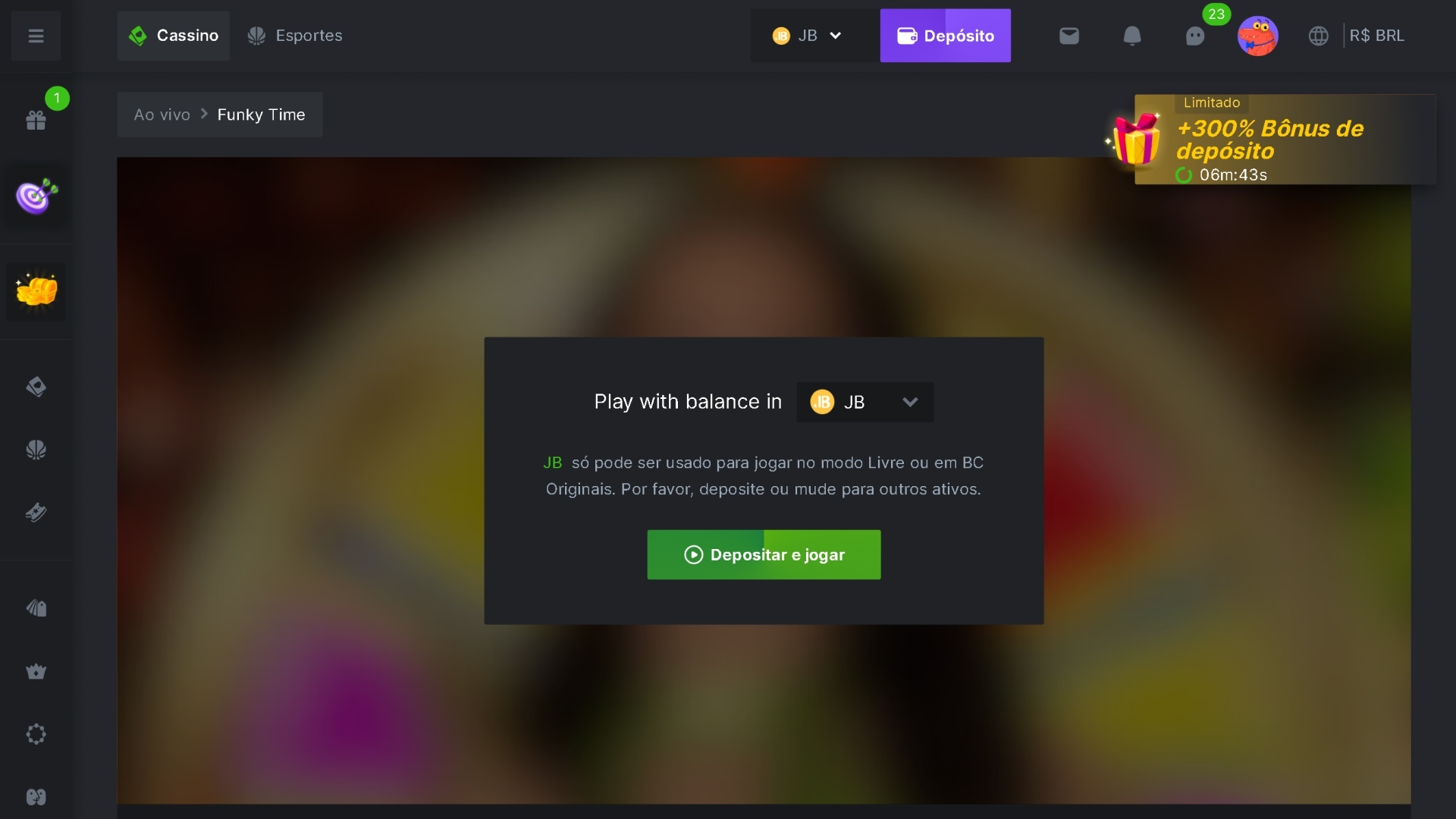 Screenshot pagina de jogos cassino ao vivo bcgame