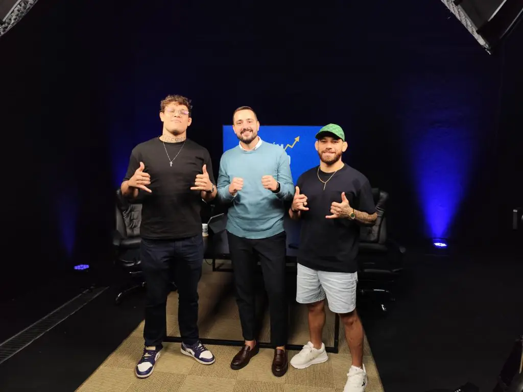 Borralho, Nelson e Jean Silva após gravação do podcast "Além do Jogo" nesta semana (Foto: Reprodução)