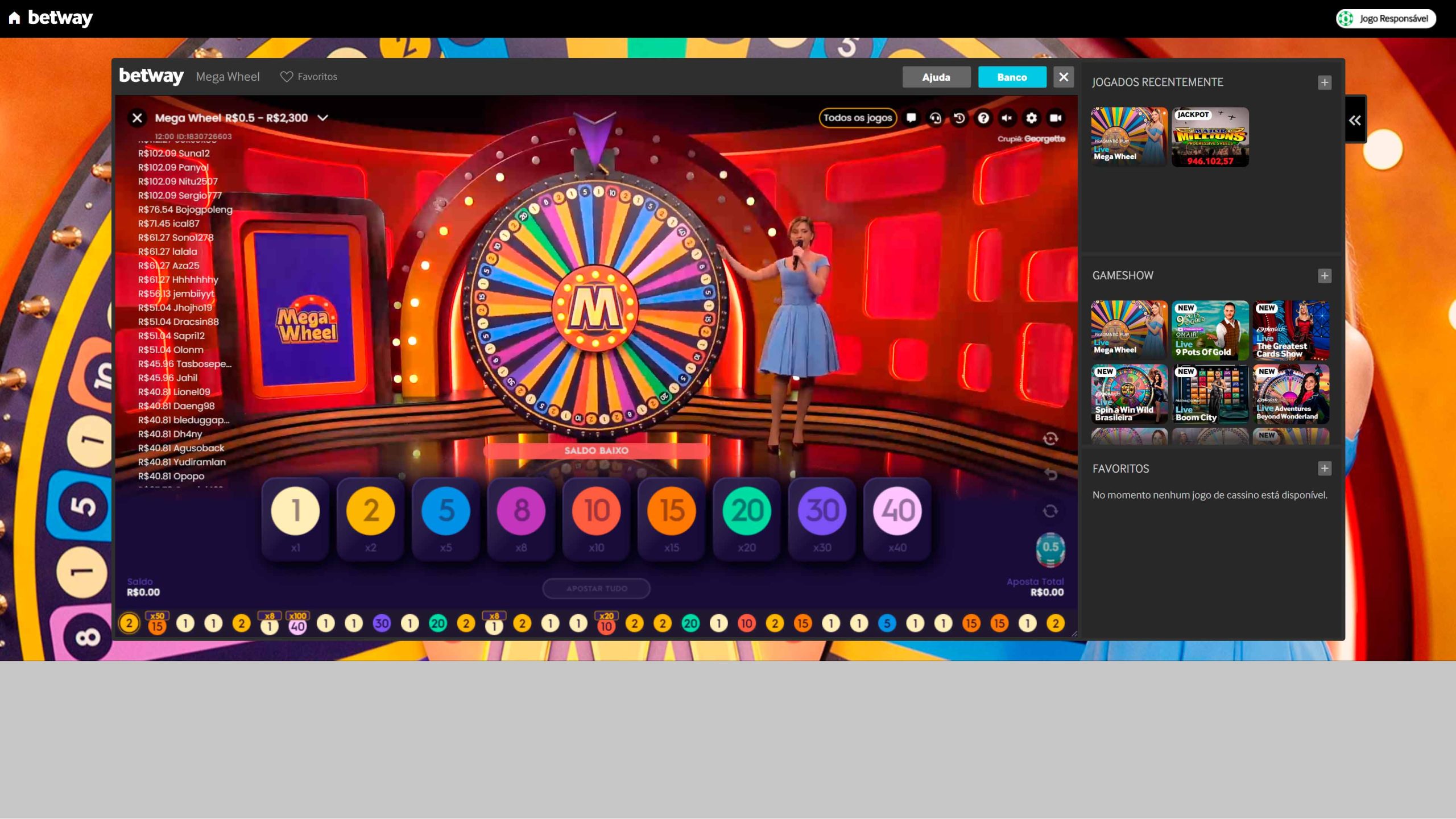 imagem captura cassino ao vivo betway