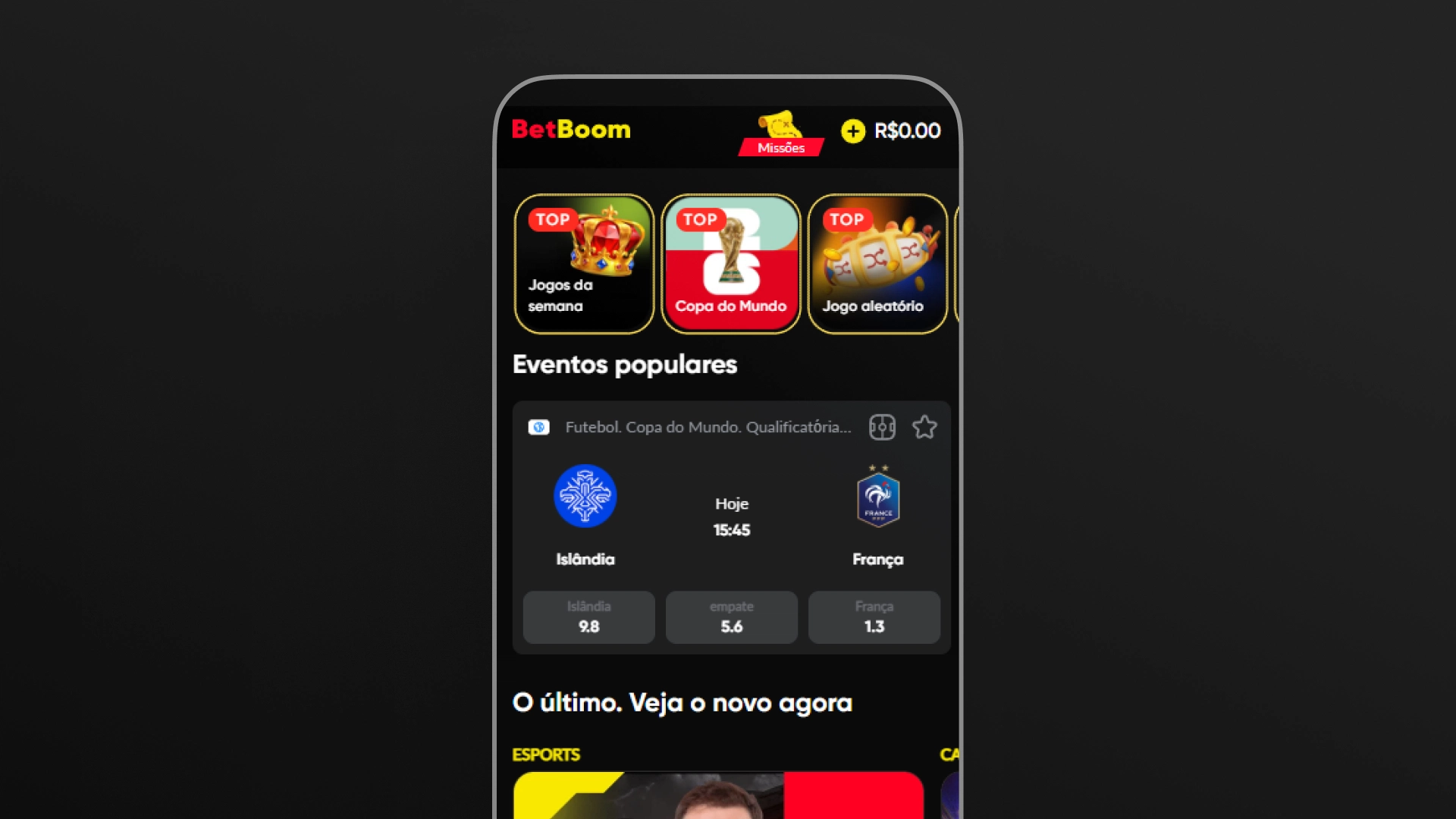 imagem mockup mobile app betboom