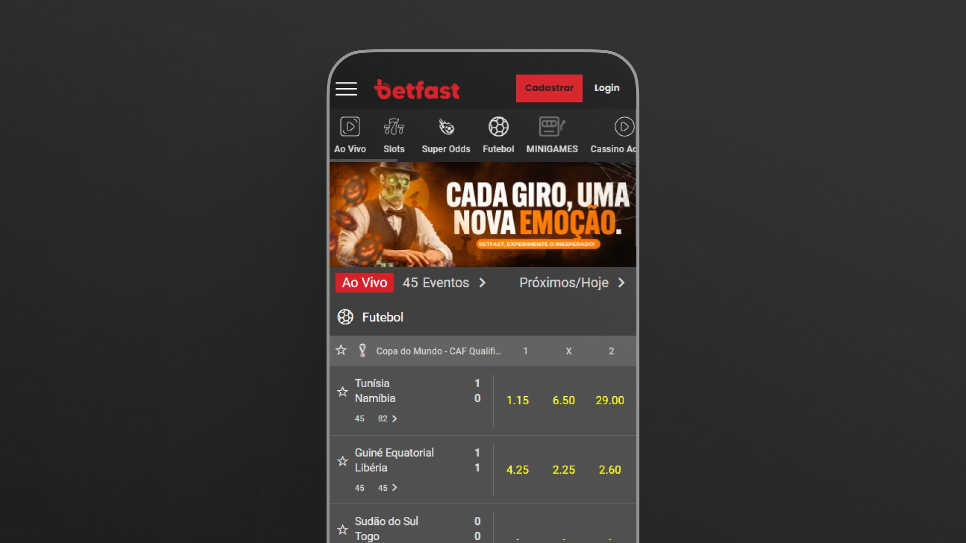 imagem mockup mobile app betfast