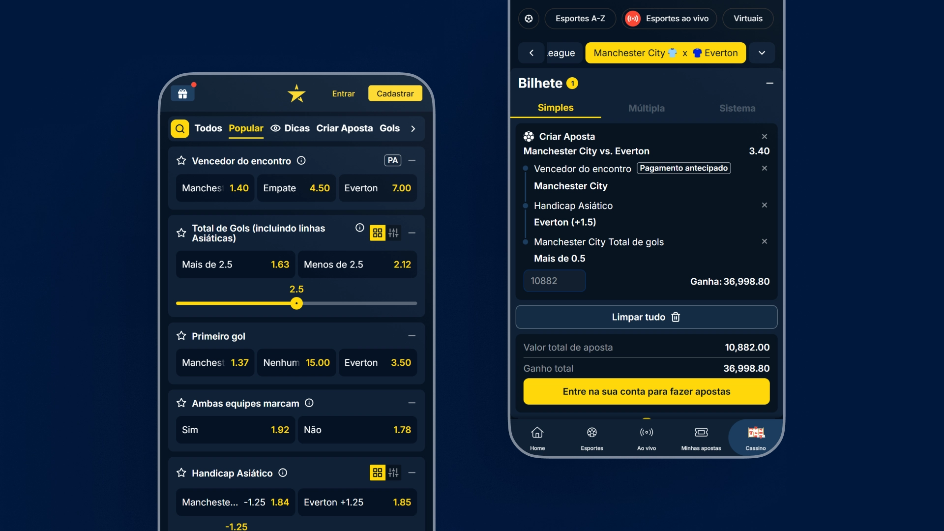 imagem mockup mobile bilhete de aposta estrelabet