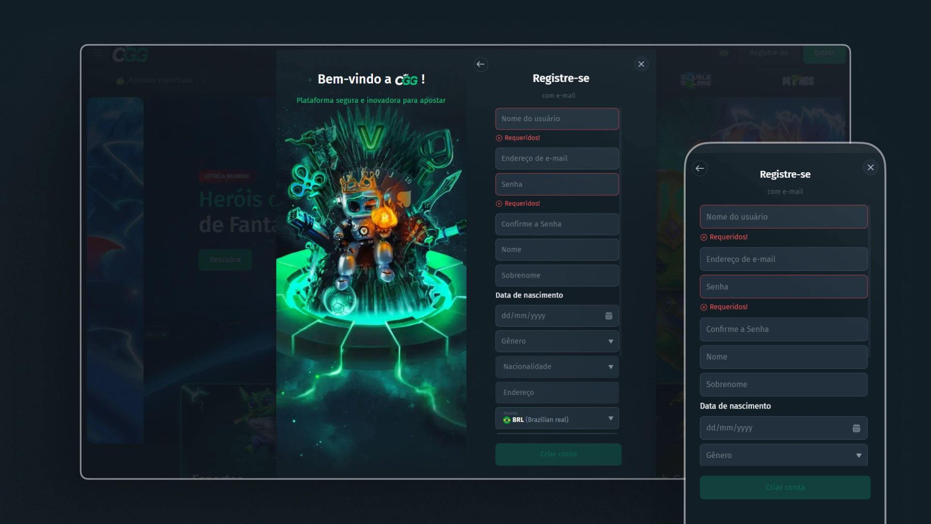 screenshot cadastro CGG