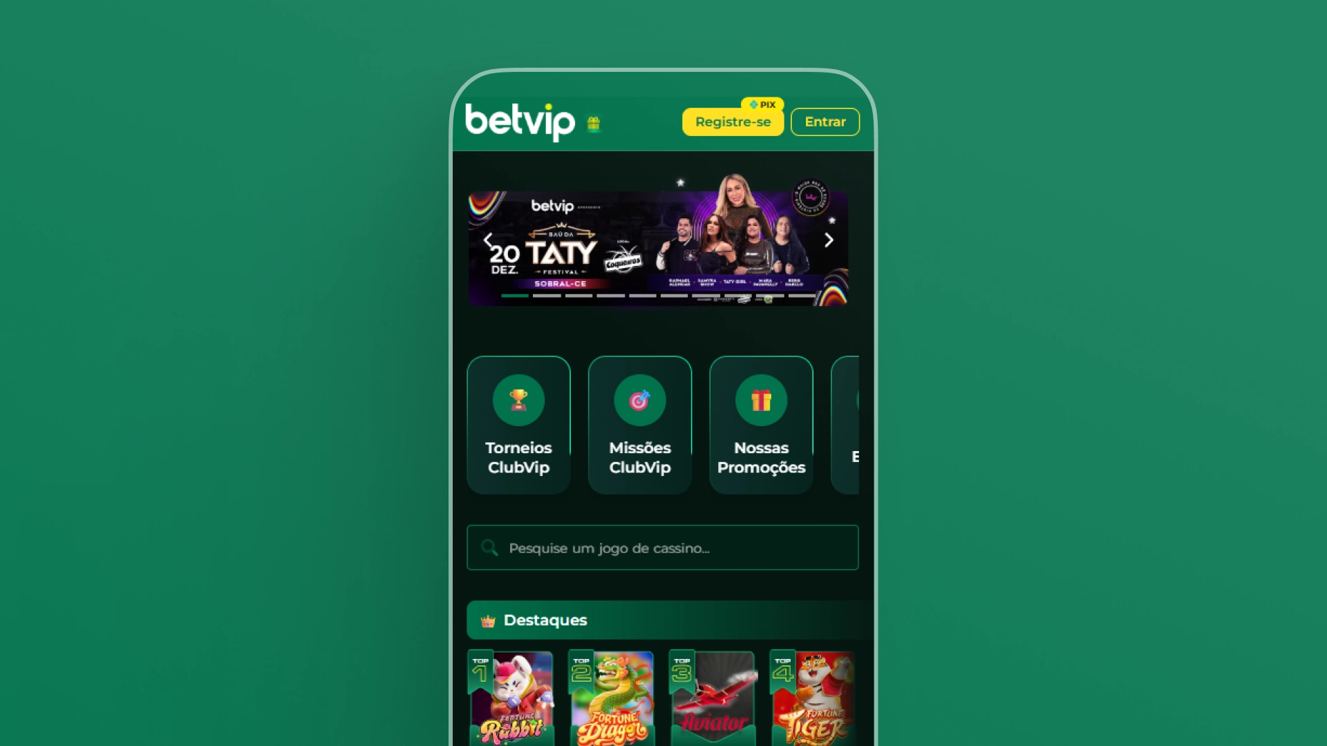 imagem mockup mobile app betvip