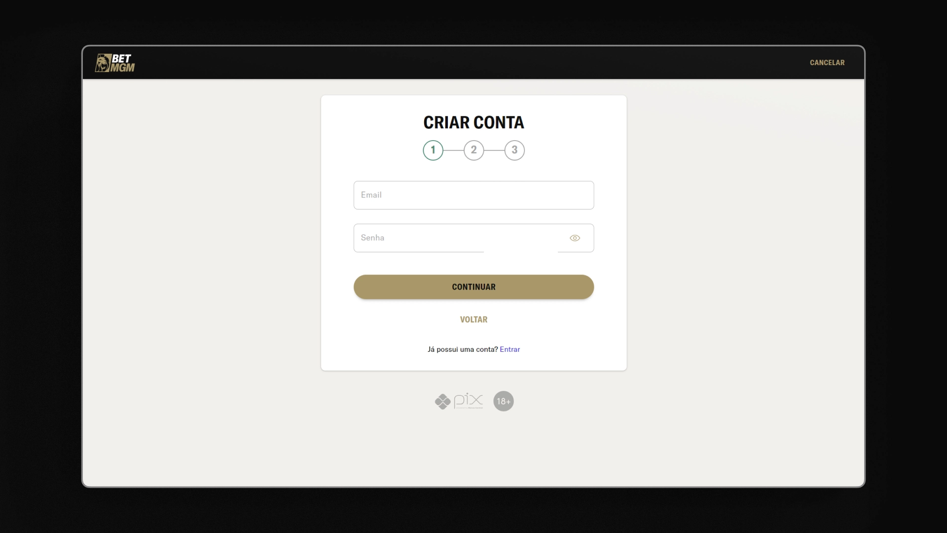 screenshot cadastro 2 BetMGM