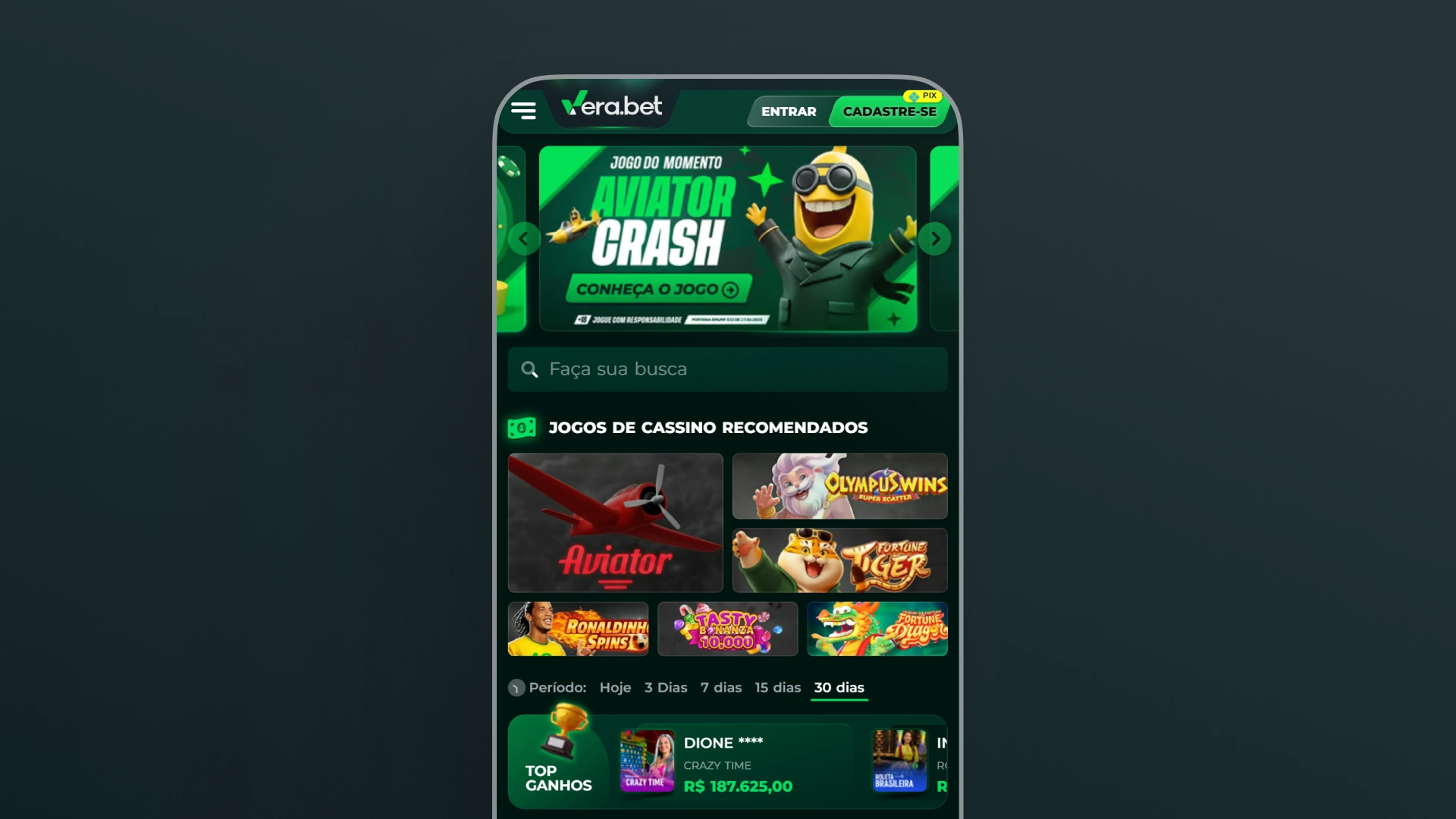 imagem mockup mobile app VeraBet
