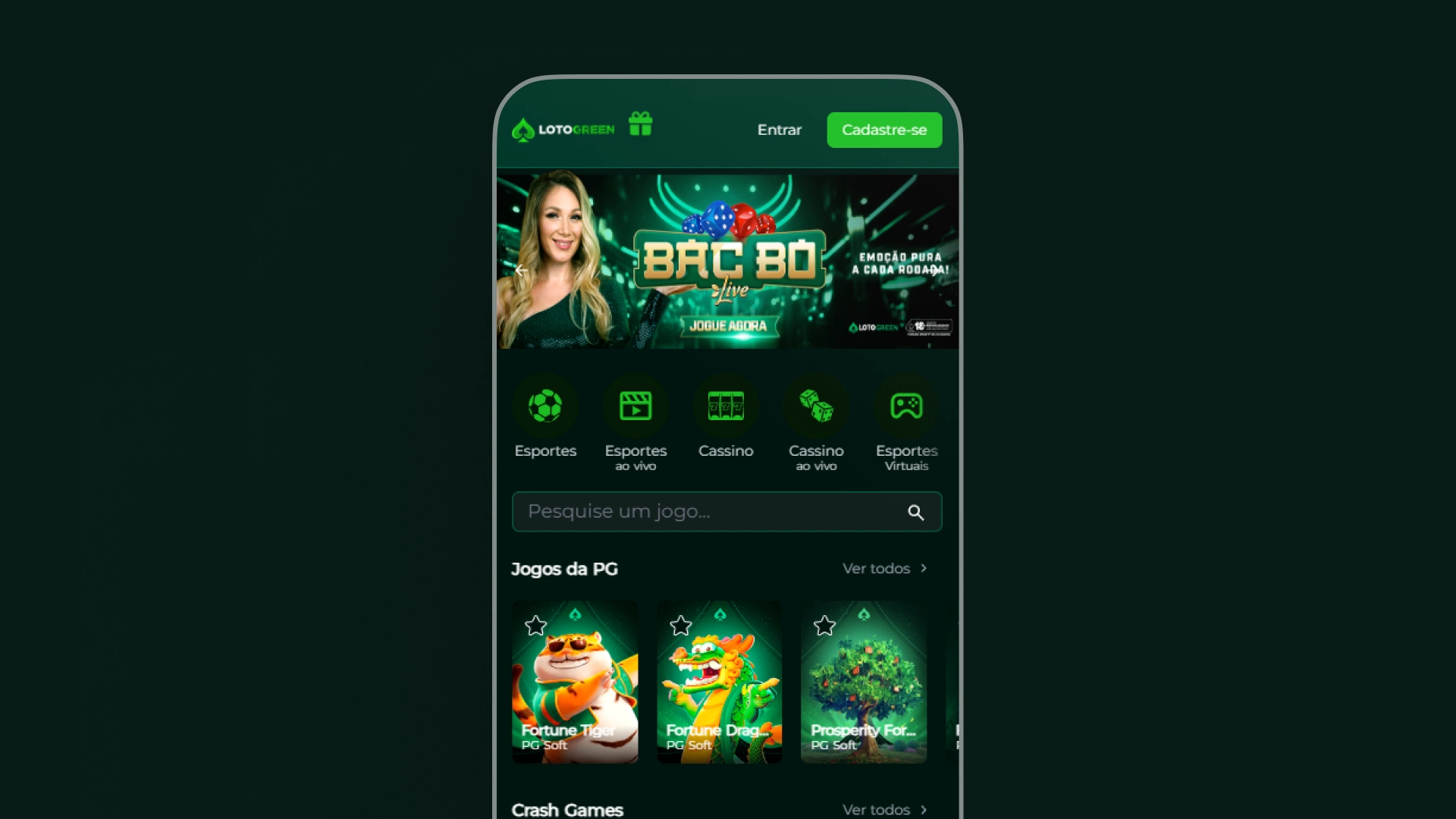 imagem mockup mobile app lotogreen