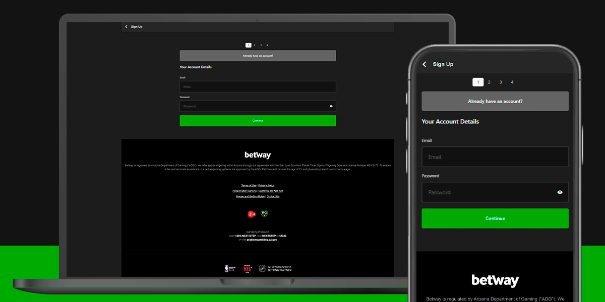 image mockup Inscription Betway
