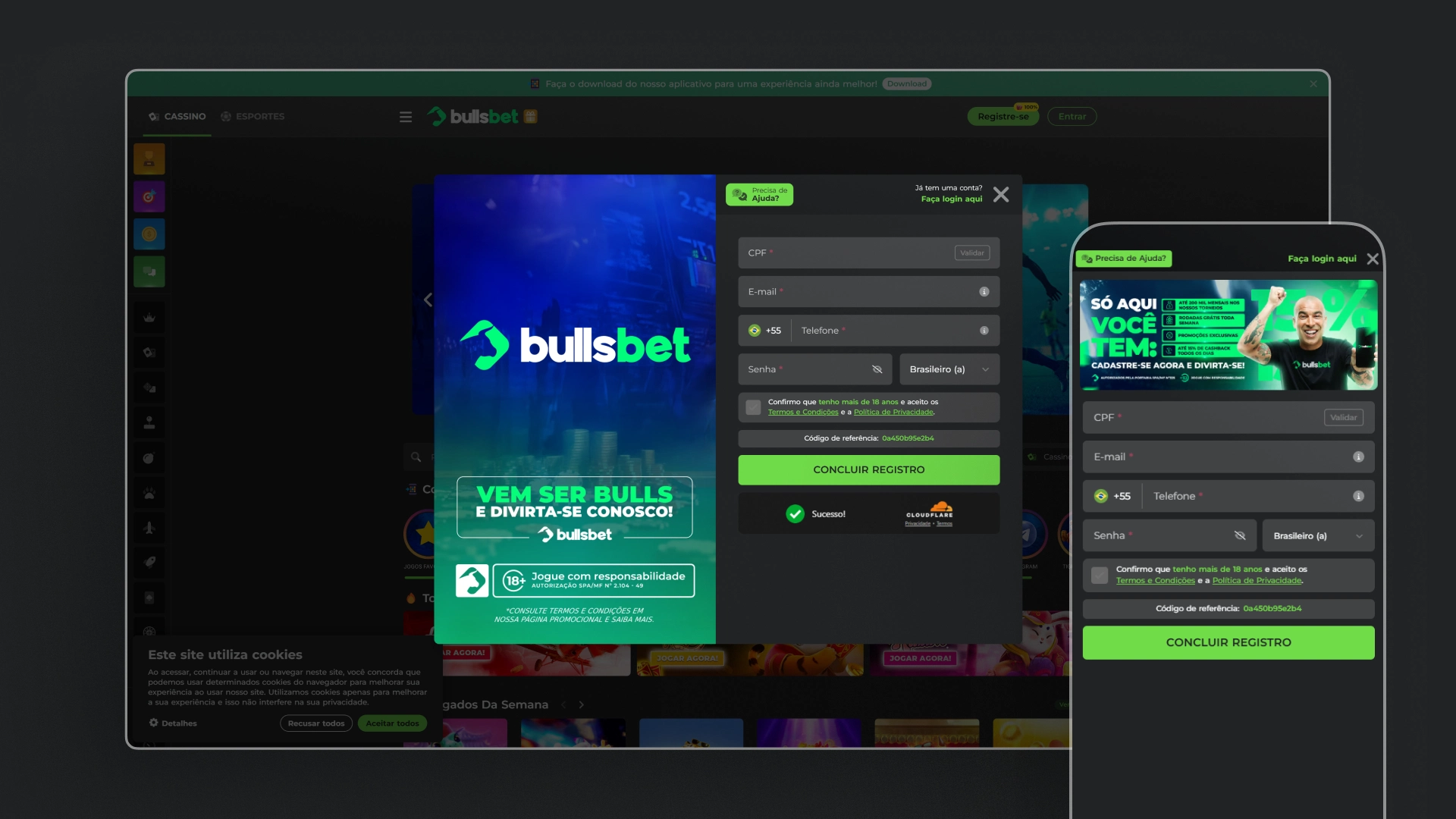 Imagem captura cadastro bullsbet