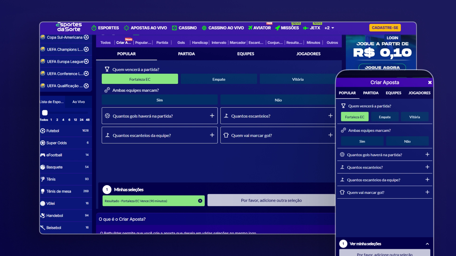 imagem criar aposta passo 03 esportes da sorte
