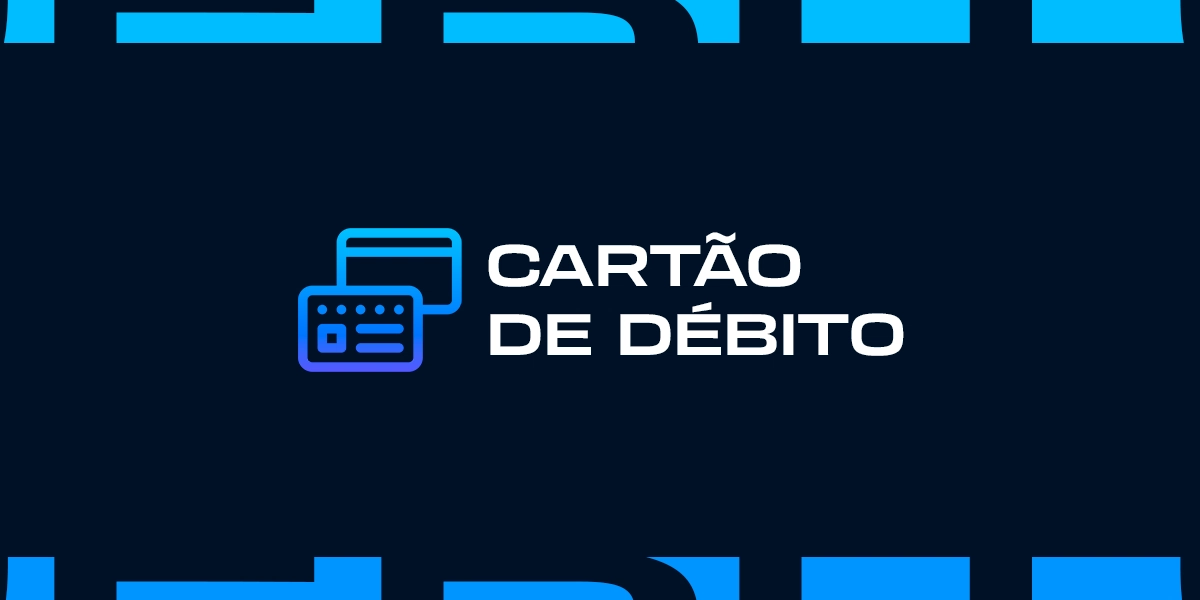Imagem mostra ilustração de cartões e frase "cartão de débito"