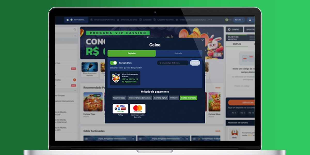 Imagem mostra notebook aberto na página de depósito com PicPay
