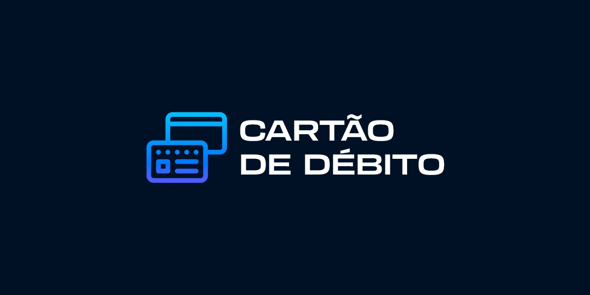 Imagem mostra ilustração de cartões e frase "cartão de débito"