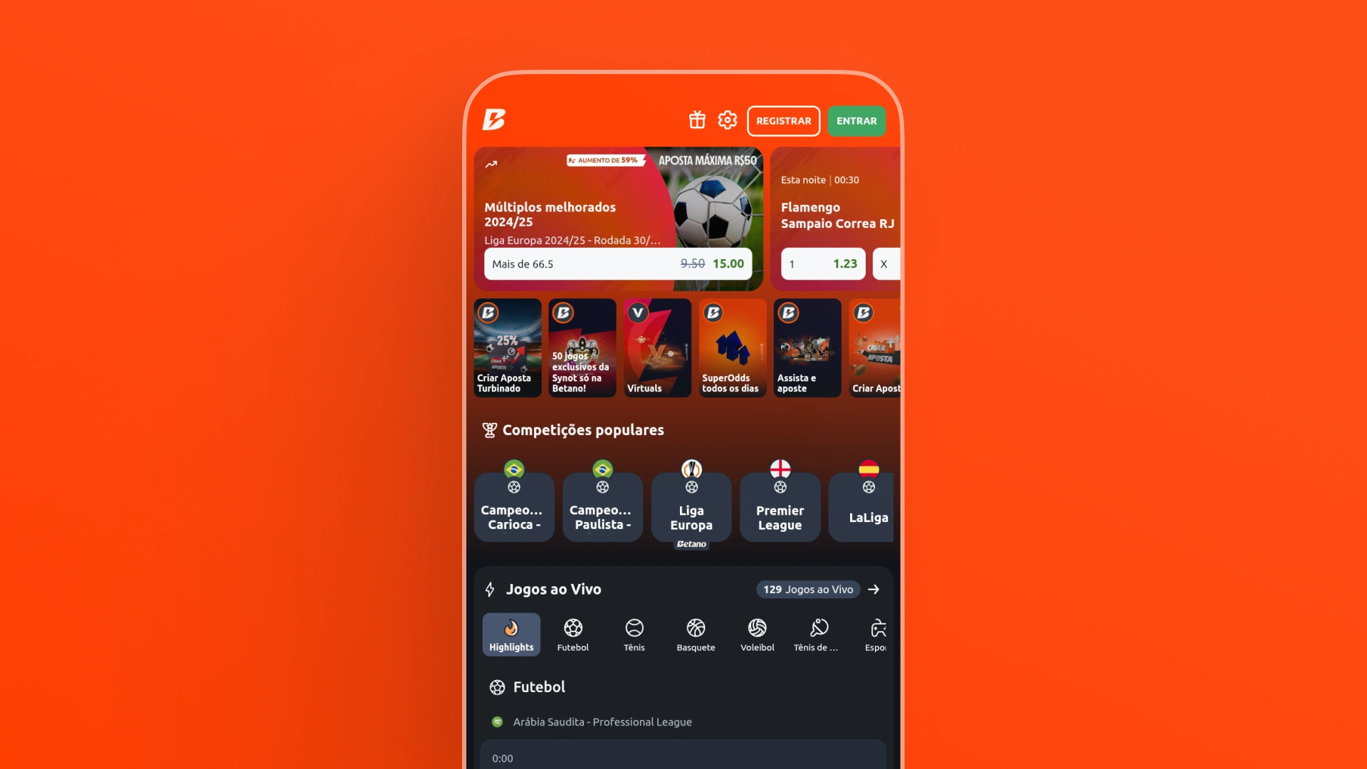 imagem mockup Cassino app betano