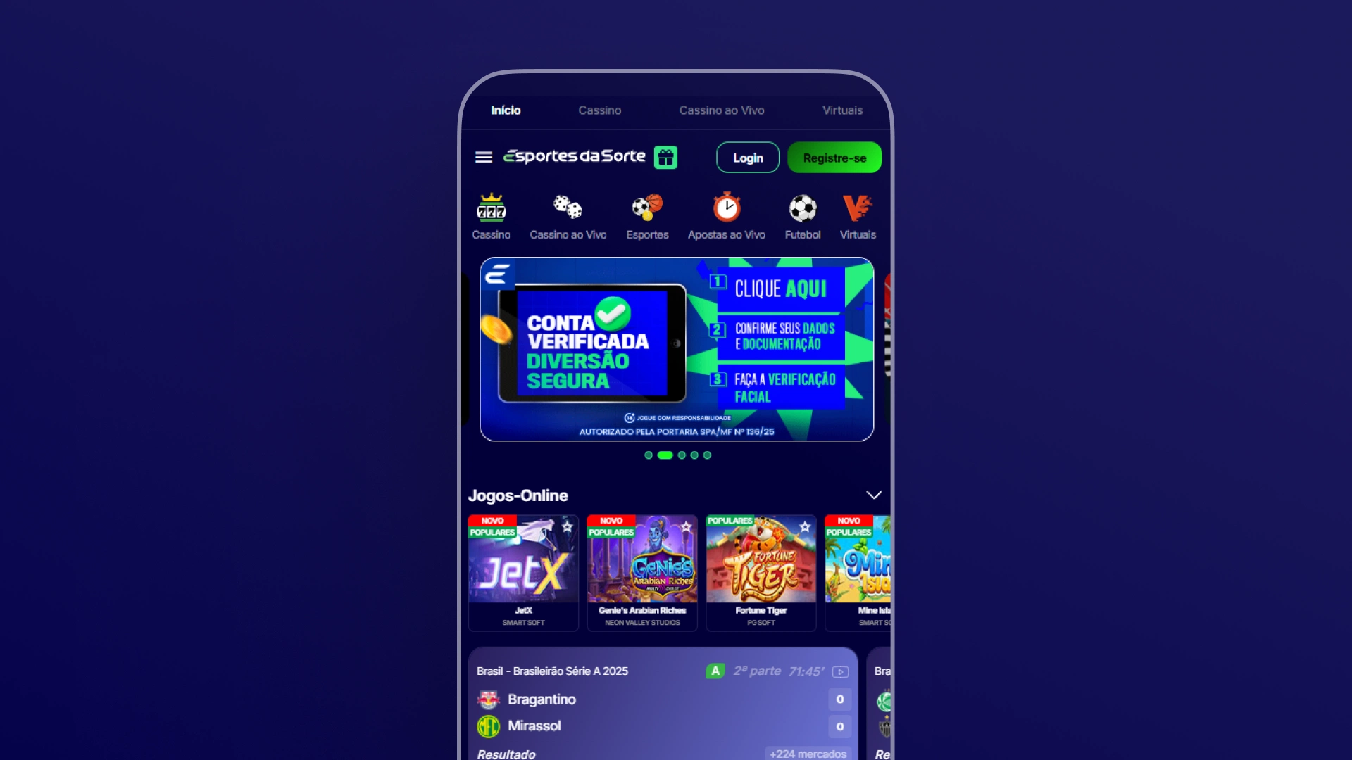 imagem mockup Cassino app esportes da sorte