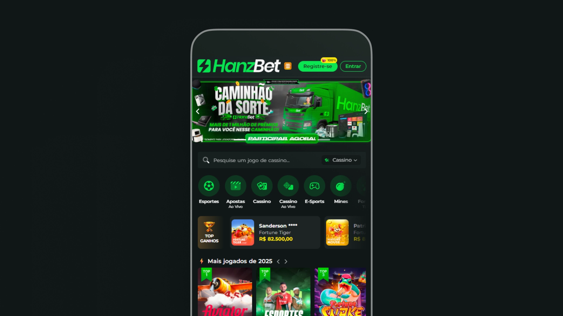 imagem mockup mobile Hanzbet
