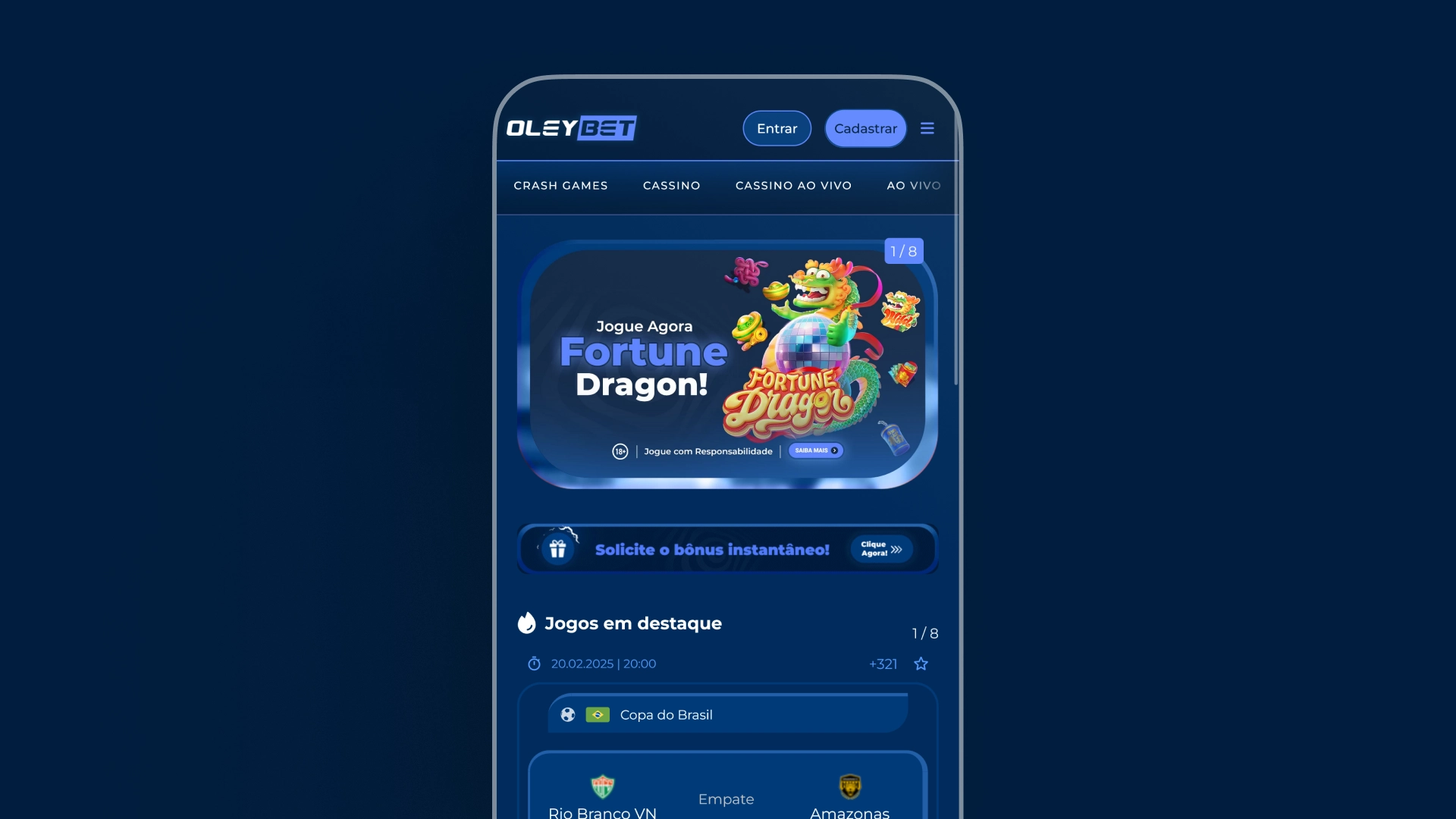 imagem mockup mobile Oleybet