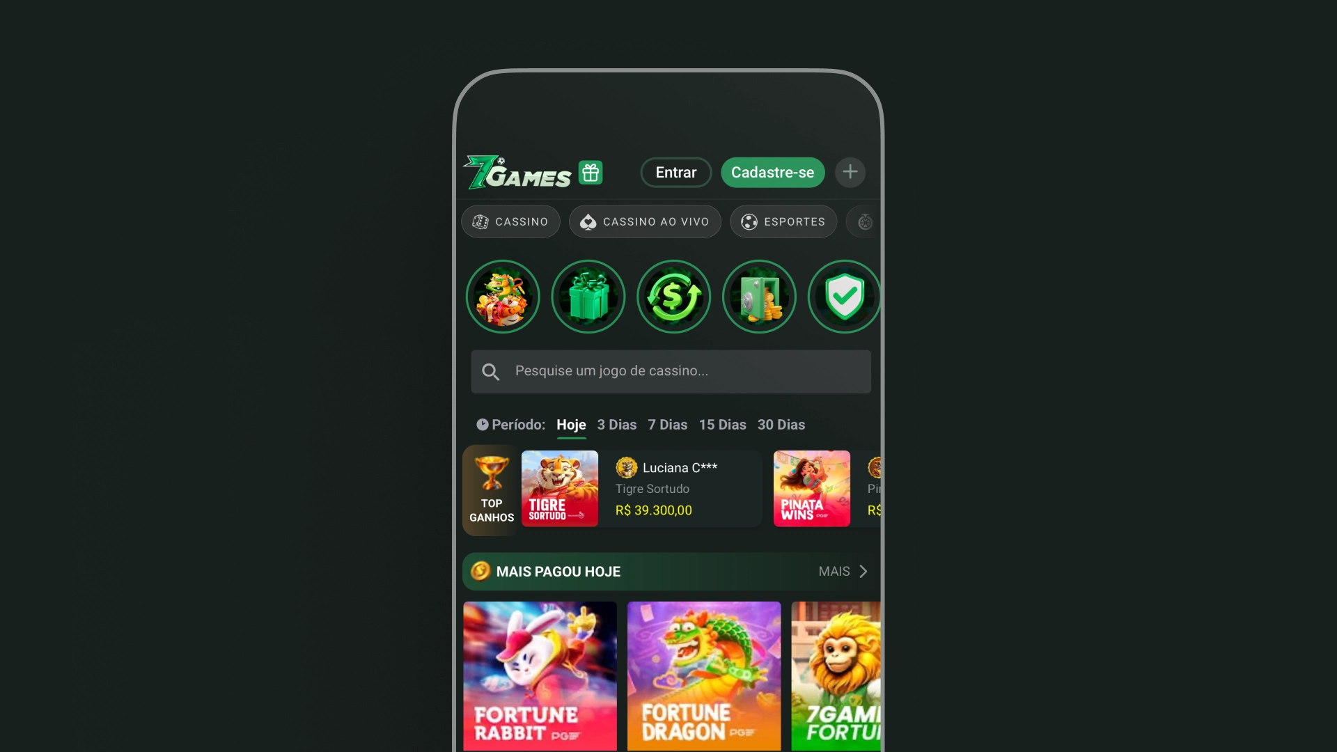 Imagem mockup mobile app 7games