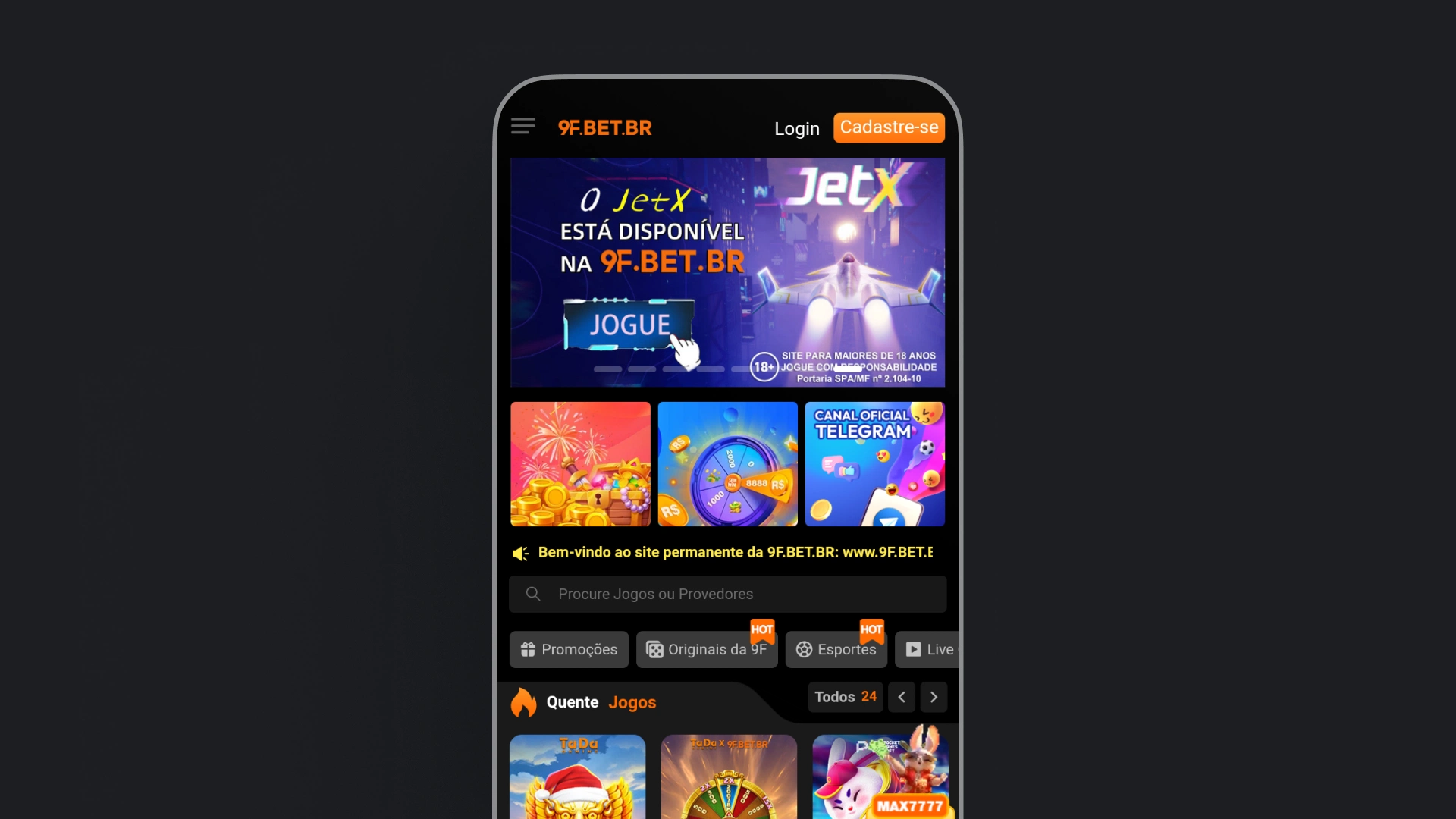 imagem mockup mobile app 9f bet