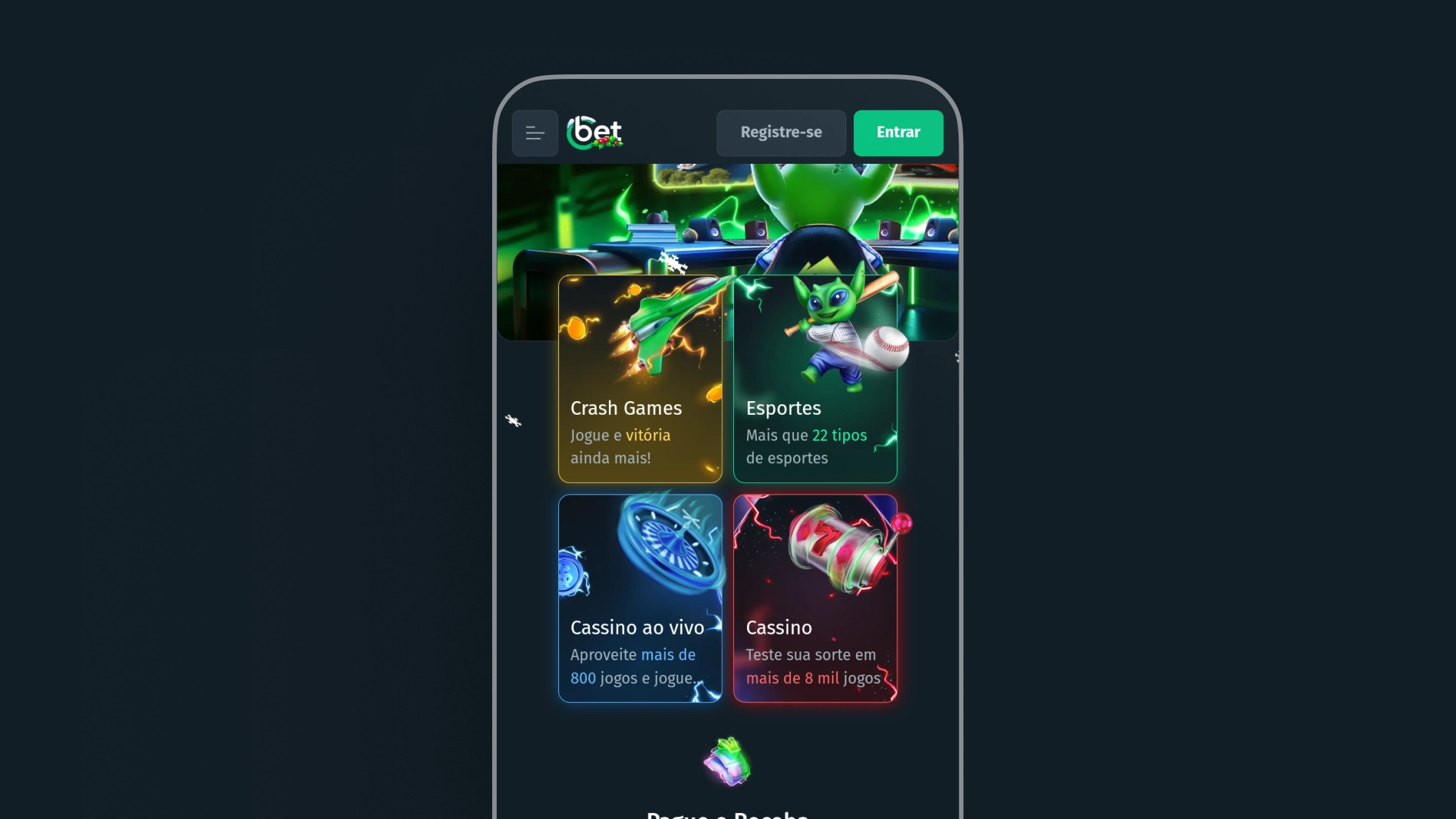 imagem mockup mobile app Cbet