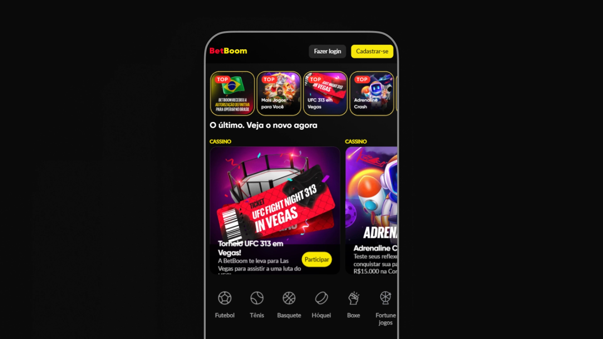 imagem mockup mobile app betboom