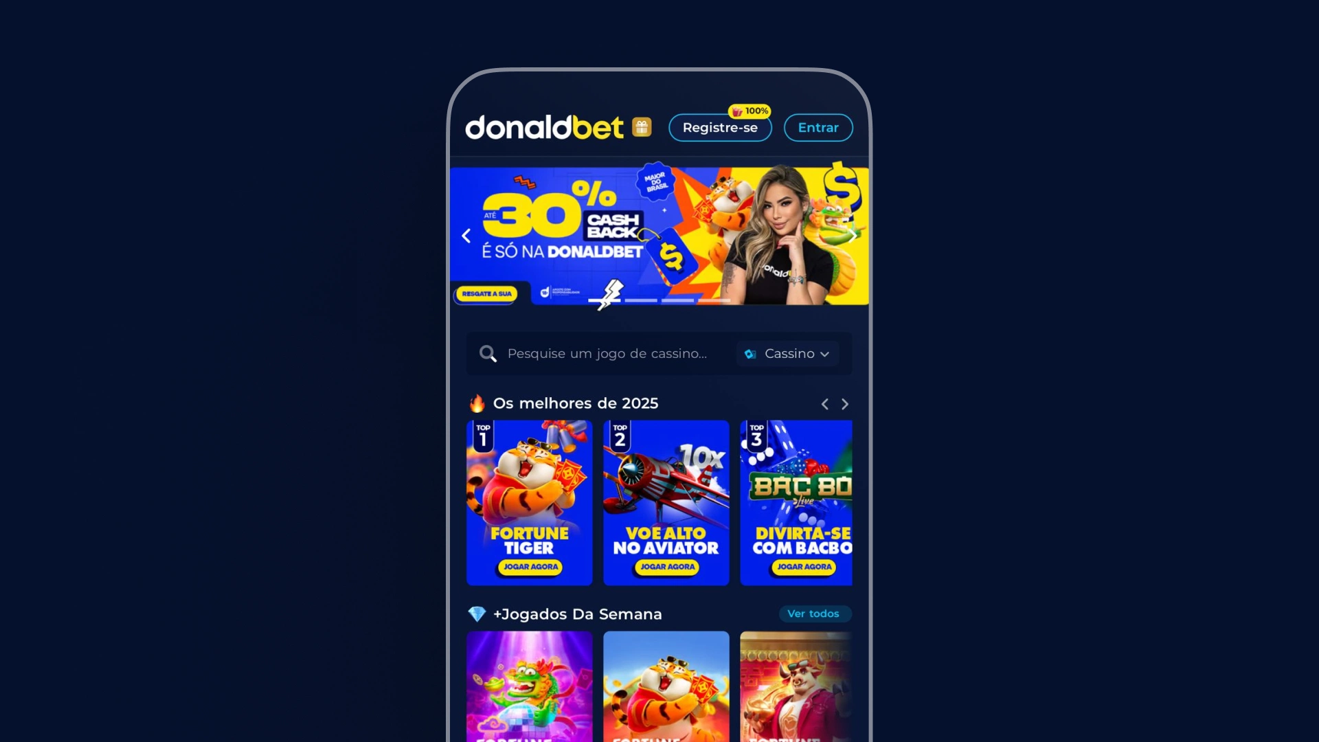 imagem mockup mobile app donald bet
