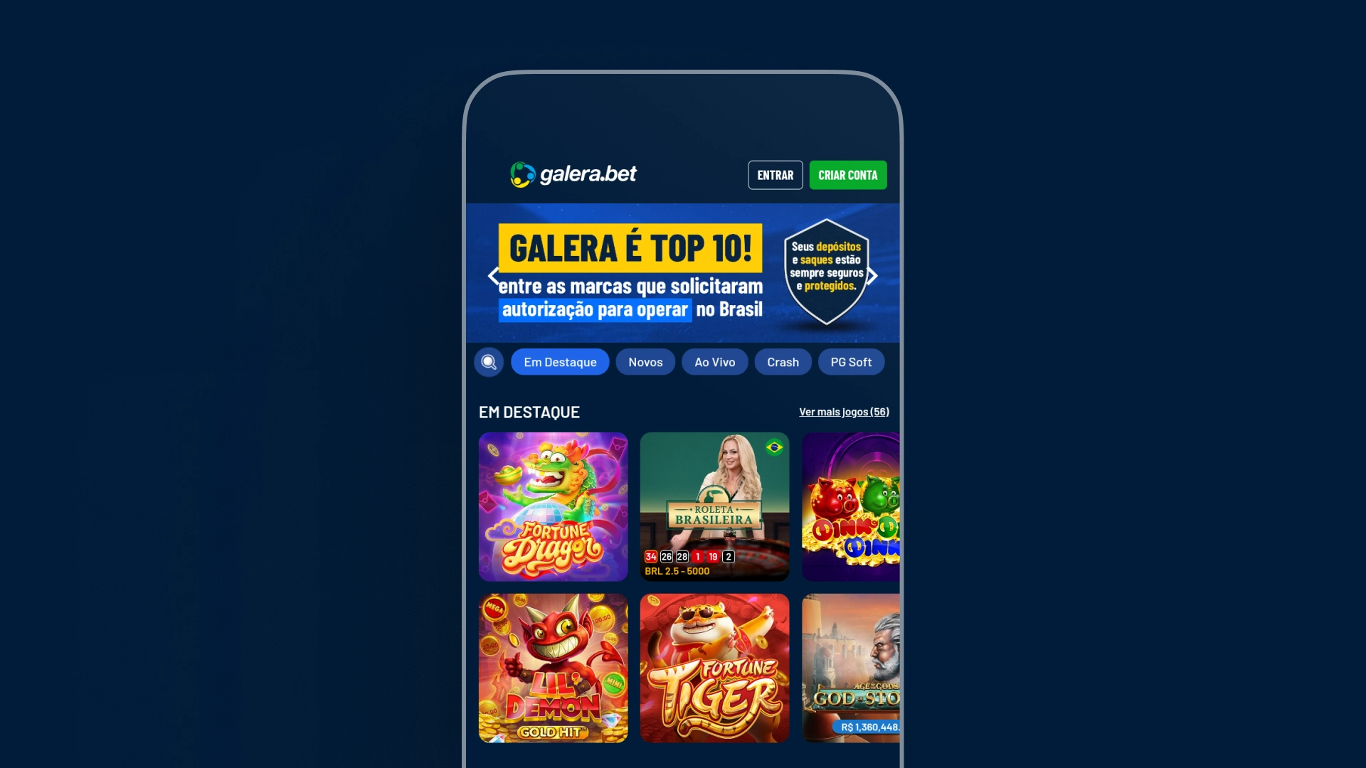 imagem mockup mobile app galerabet