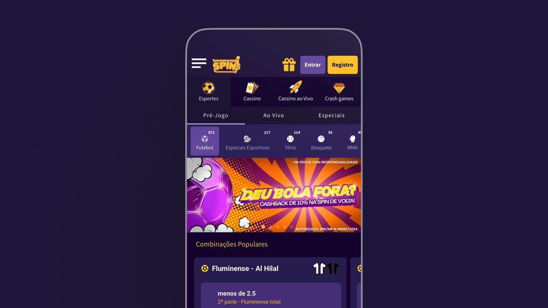 imagem mockup mobile app spin