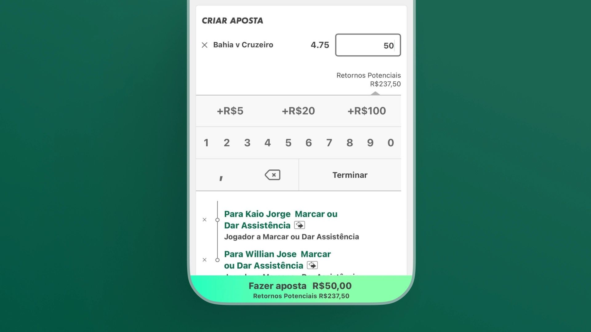 imagem mockup mobile bilhete de aposta bet365