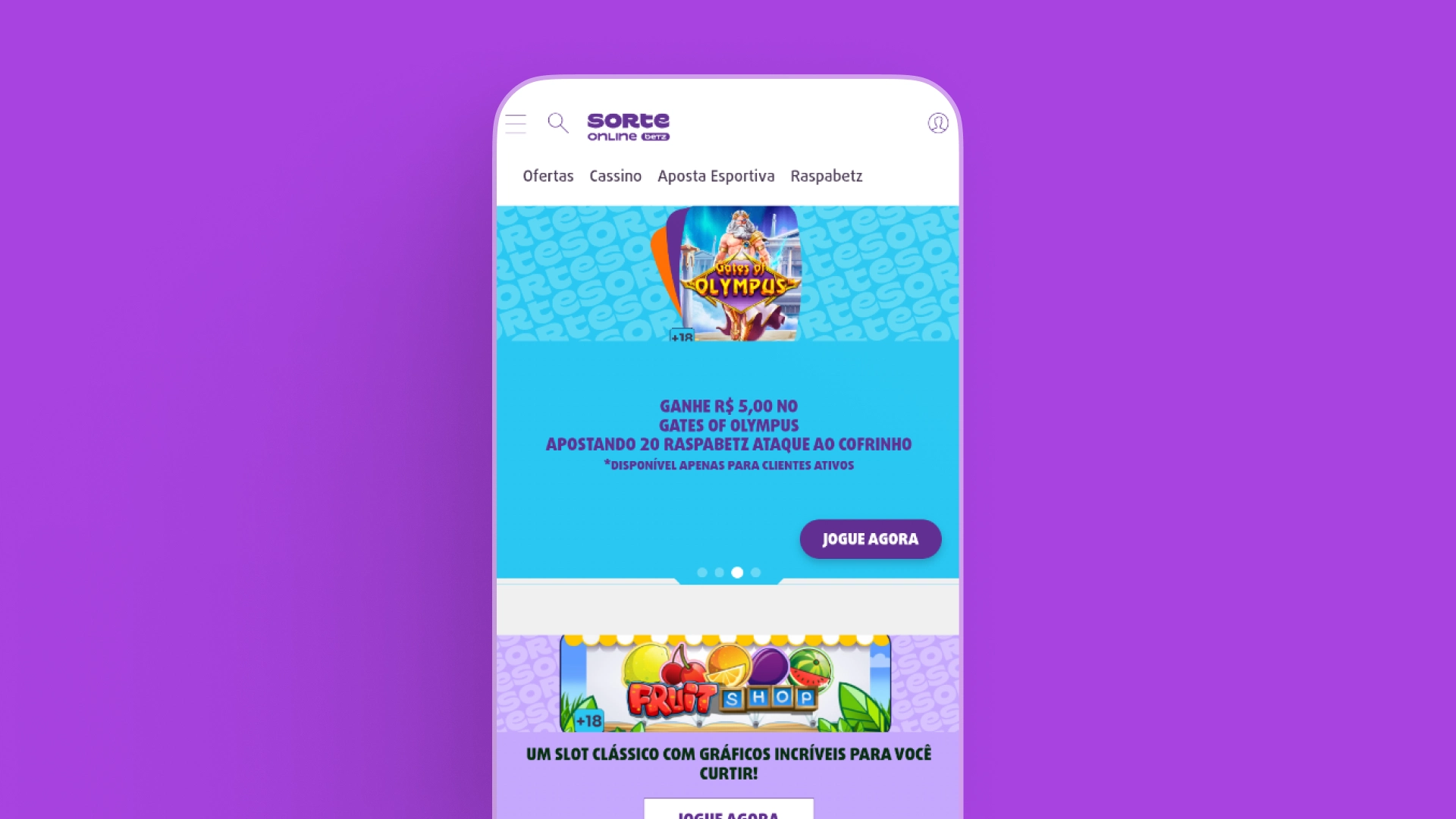 imagem mockup mobile sorte online