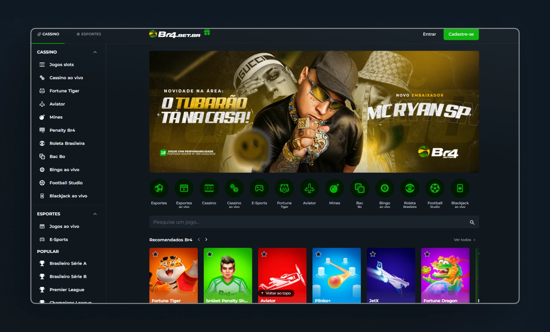 imagem screenshot pagina inicial Br4Bet