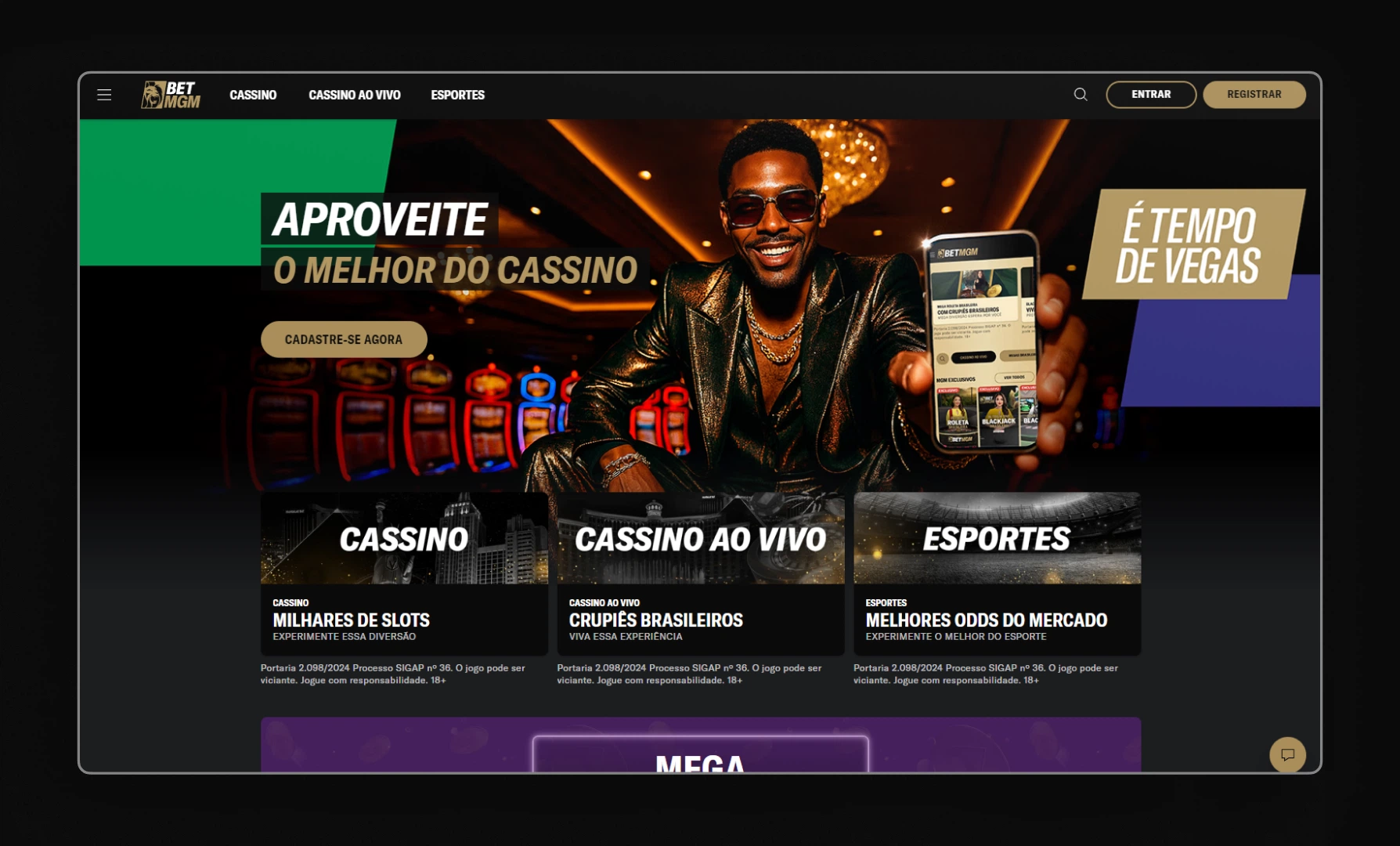 imagem screenshot pagina inicial betmgm