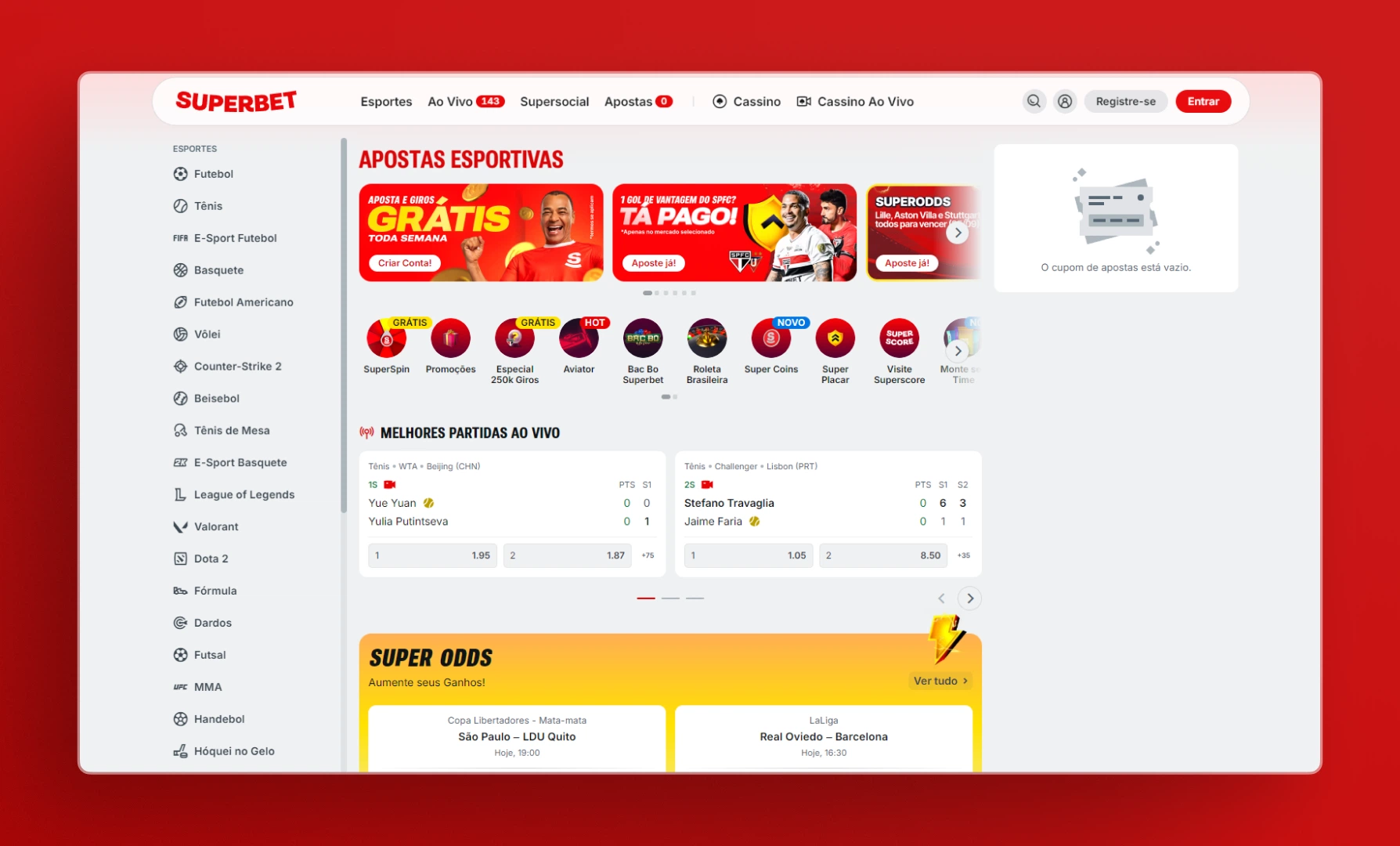 imagem screenshot pagina inicial superbet