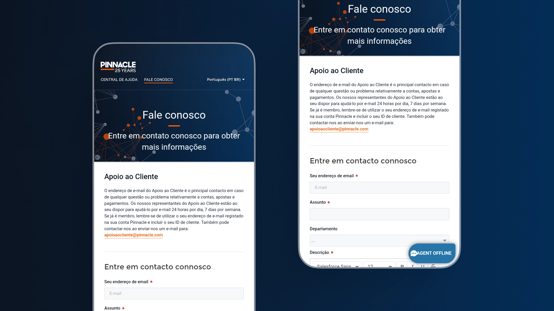 screenshot a suporte chat ao vivo pinnacle