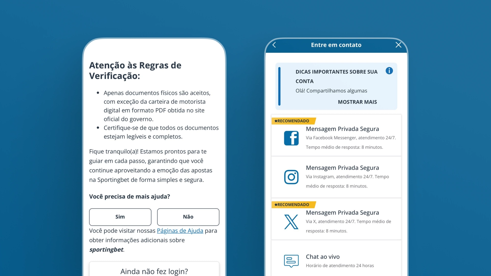 Screenshot suporte chat ao vivo sportingbet