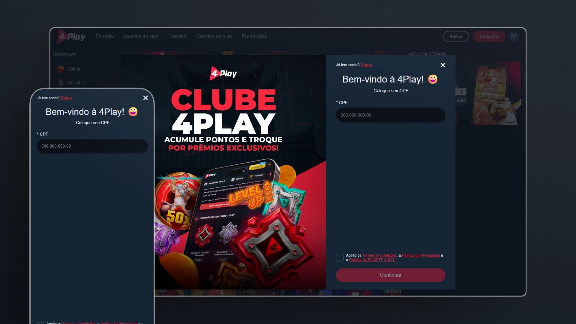 screenshot cadastro 4play