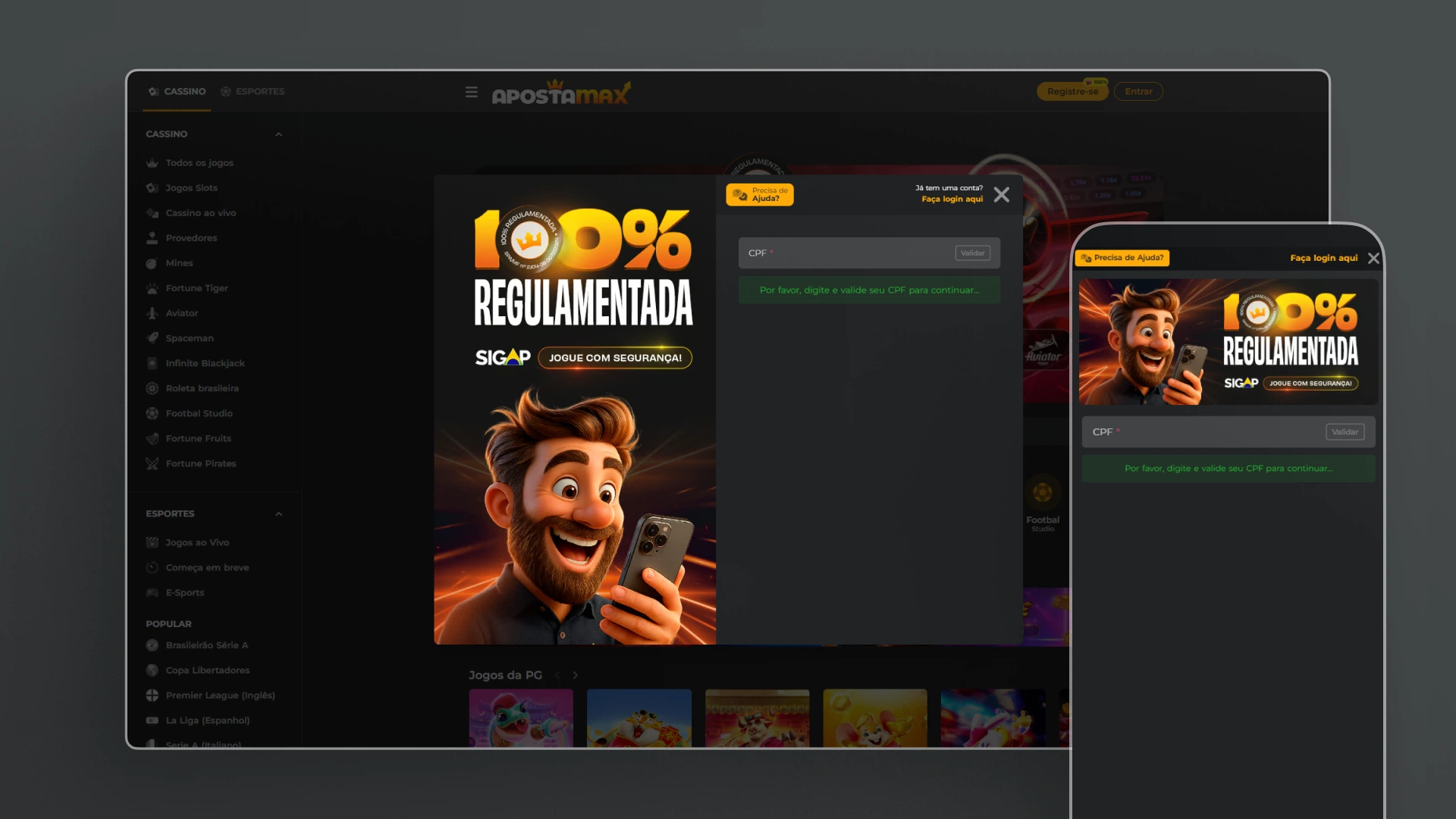 screenshot cadastro ApostaMax
