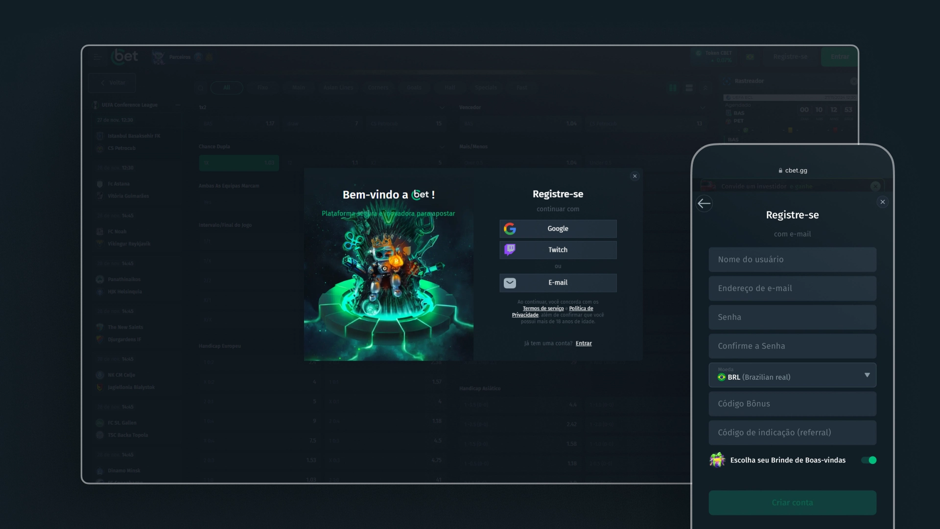 screenshot cadastro Cbet