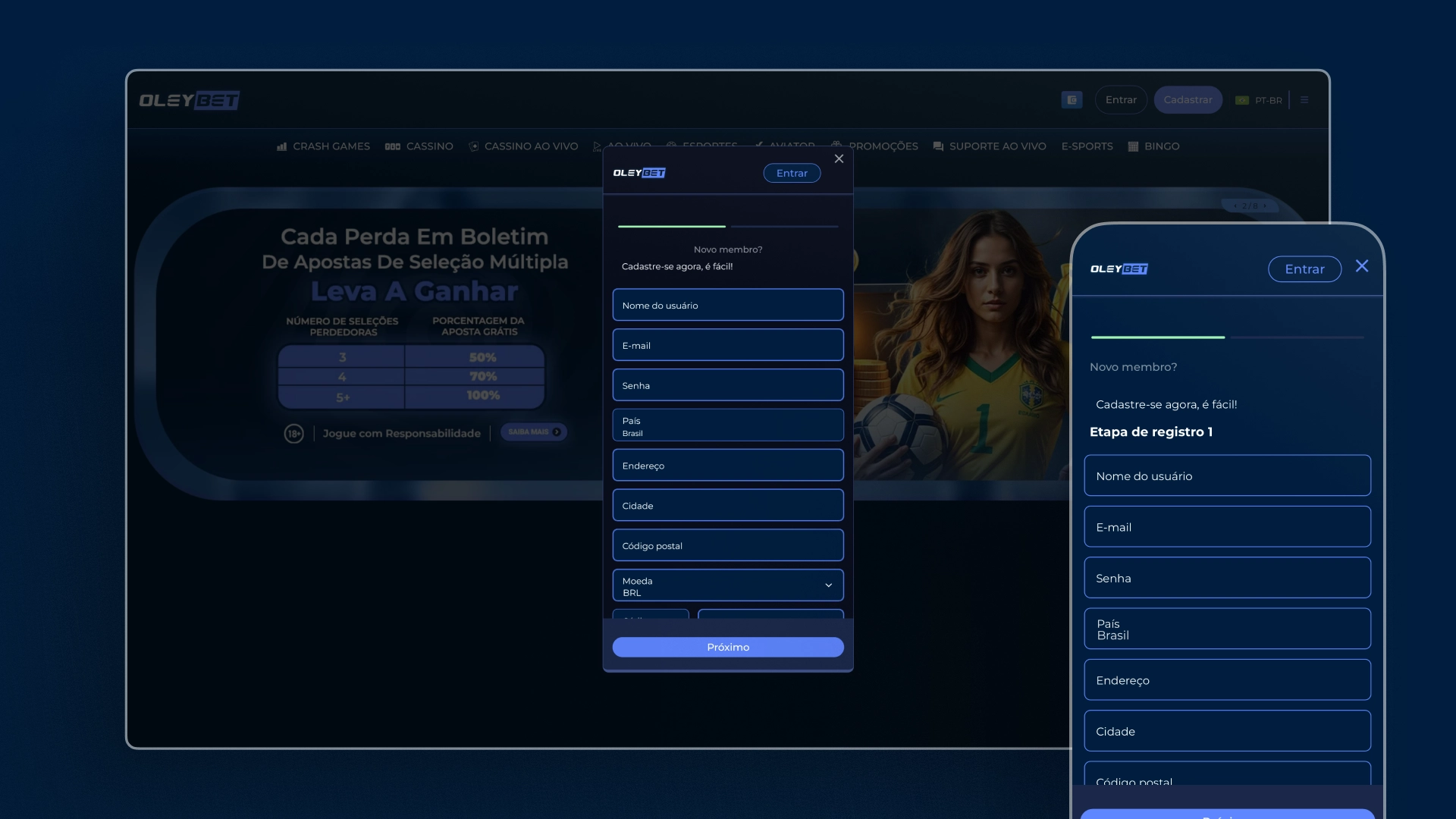 screenshot cadastro Oleybet