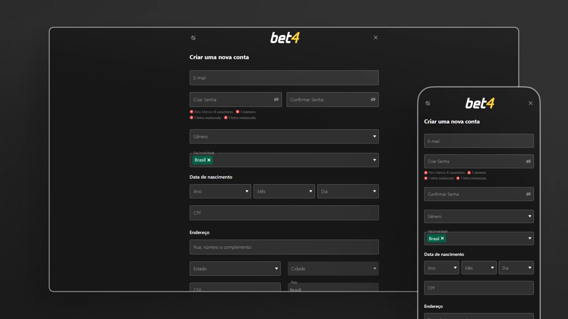 screenshot cadastro bet4