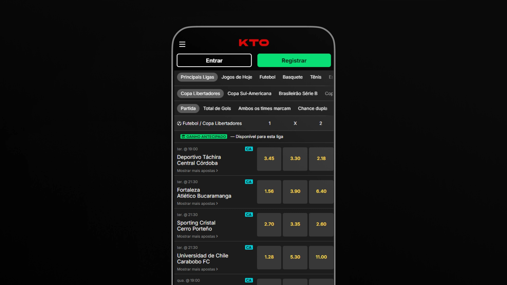 screenshot mobile apostas esportivas kto