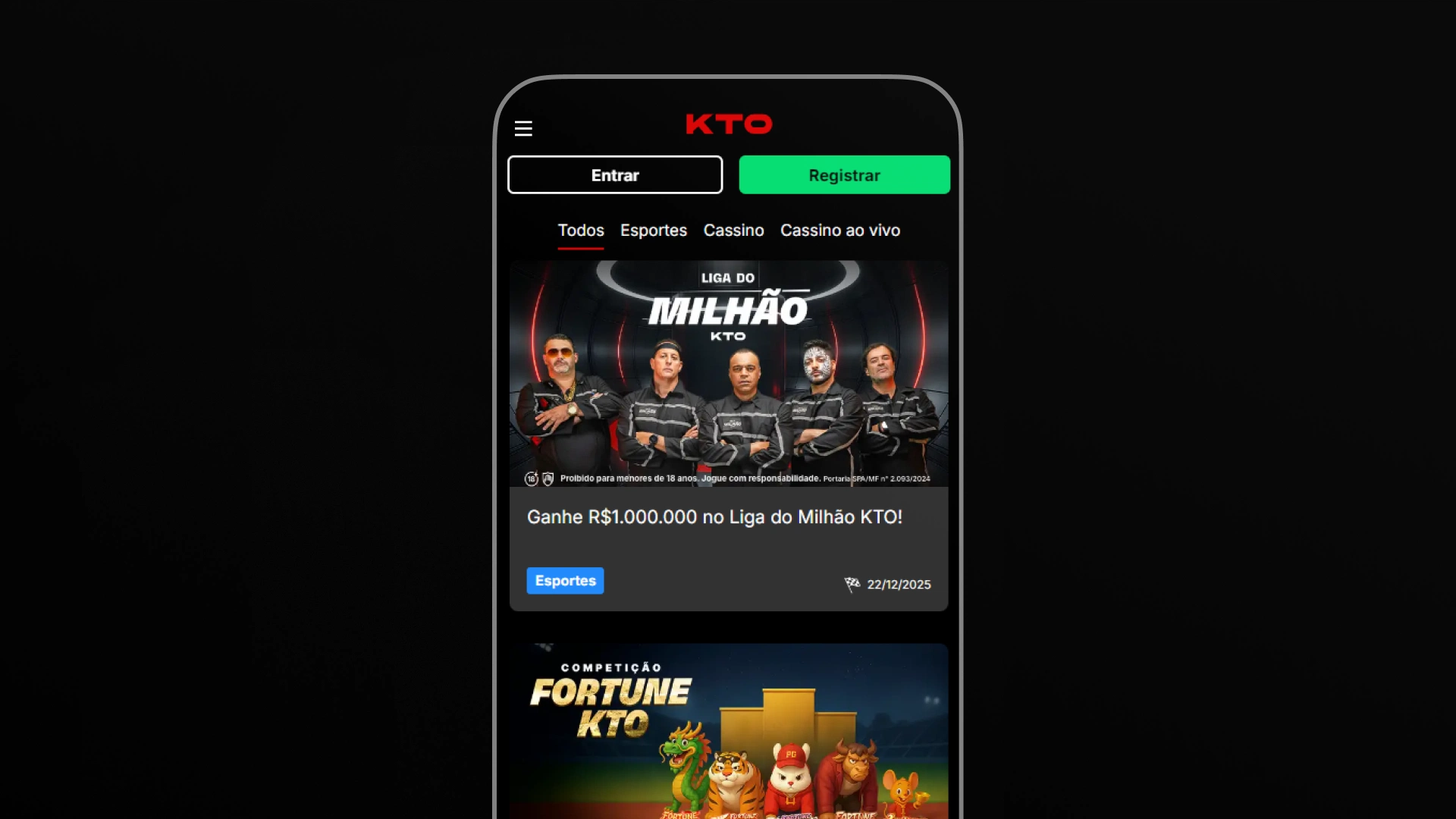 screenshot mobile bonus e promoçoes kto