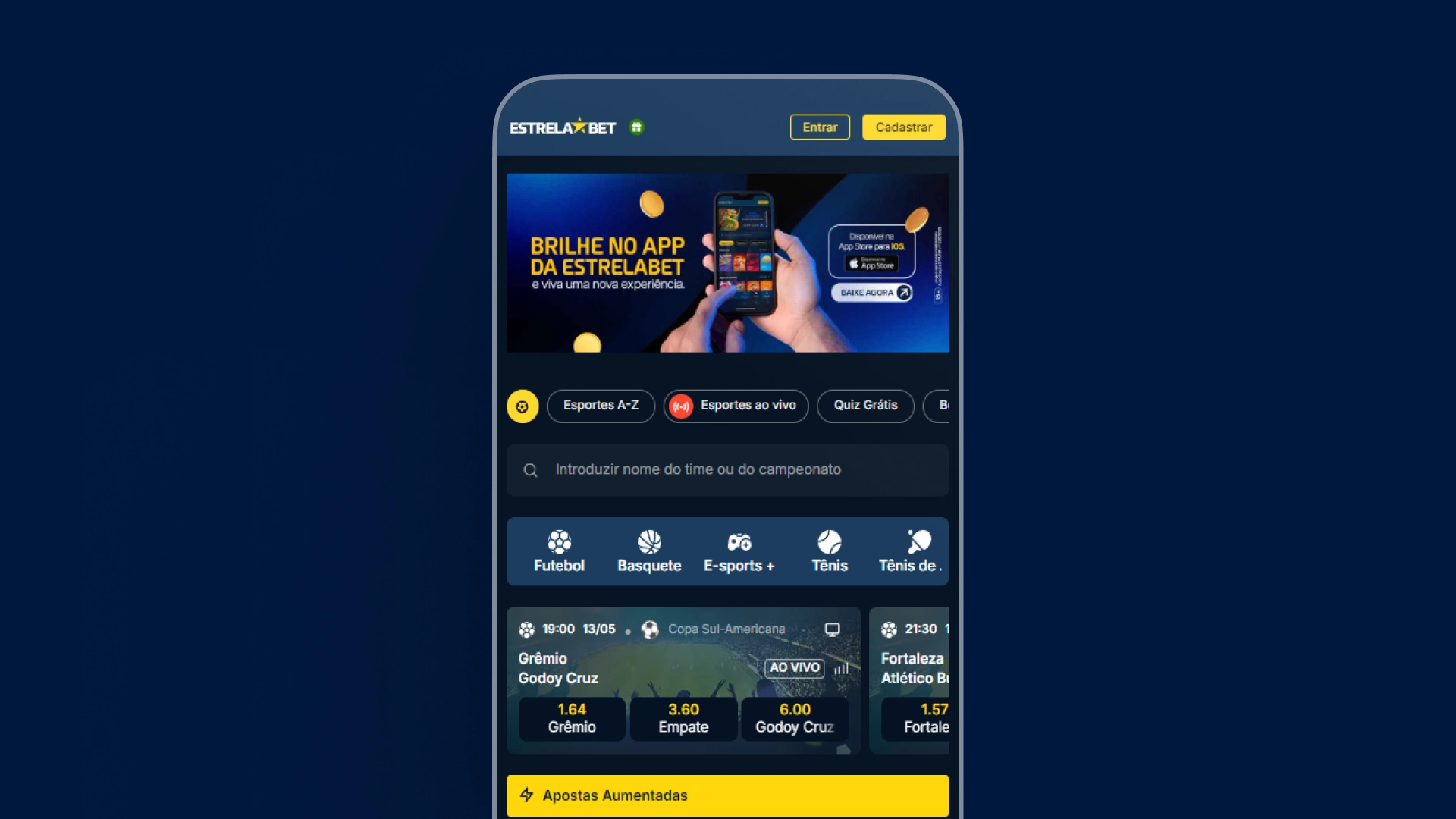 screenshot mobile home app estrela bet
